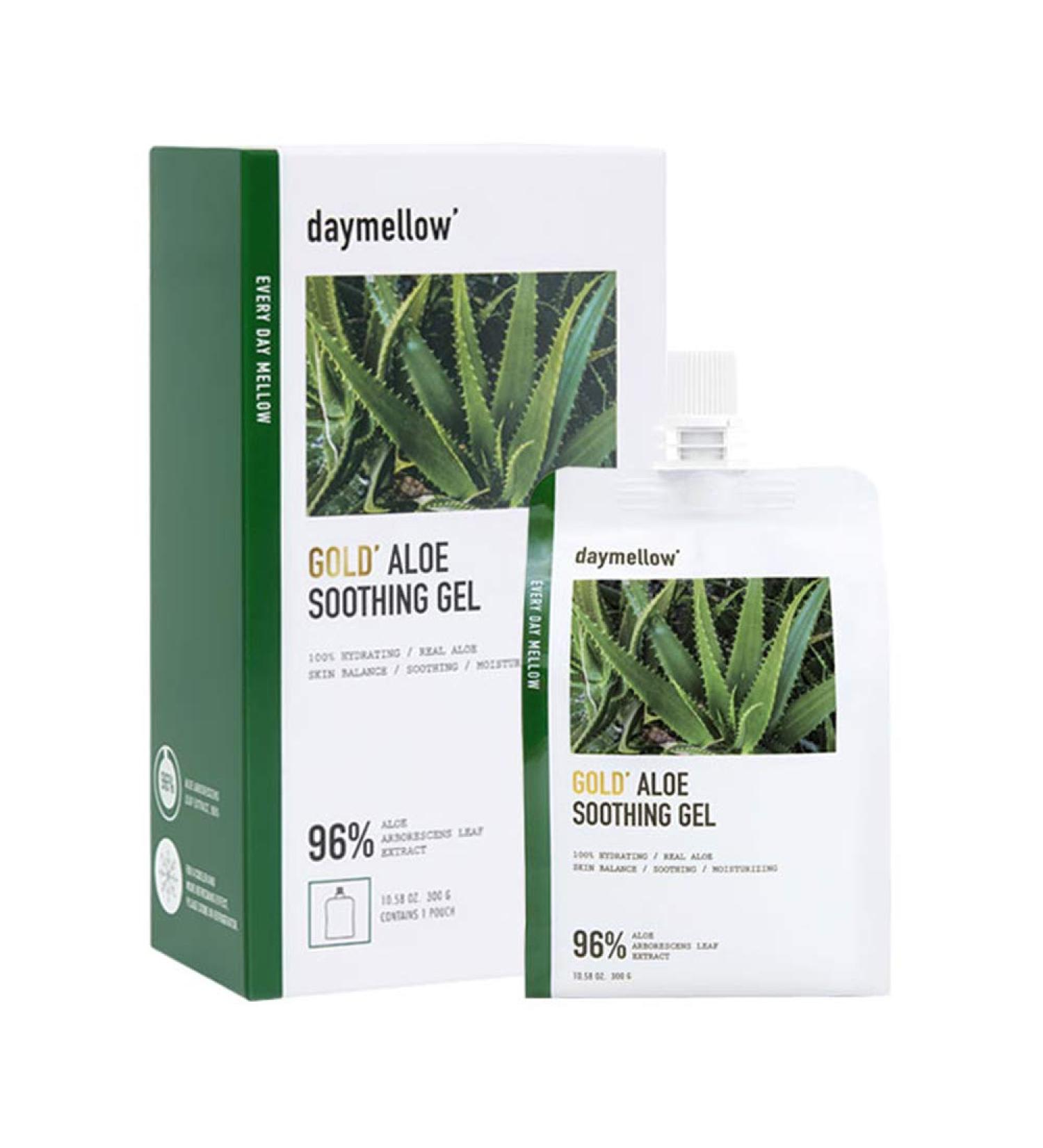 Daymellow Gold Aloe Soothing Gel 10.58 oz - Hydrating & Calming Skin Treatment - Buy Online on GoSupps.com