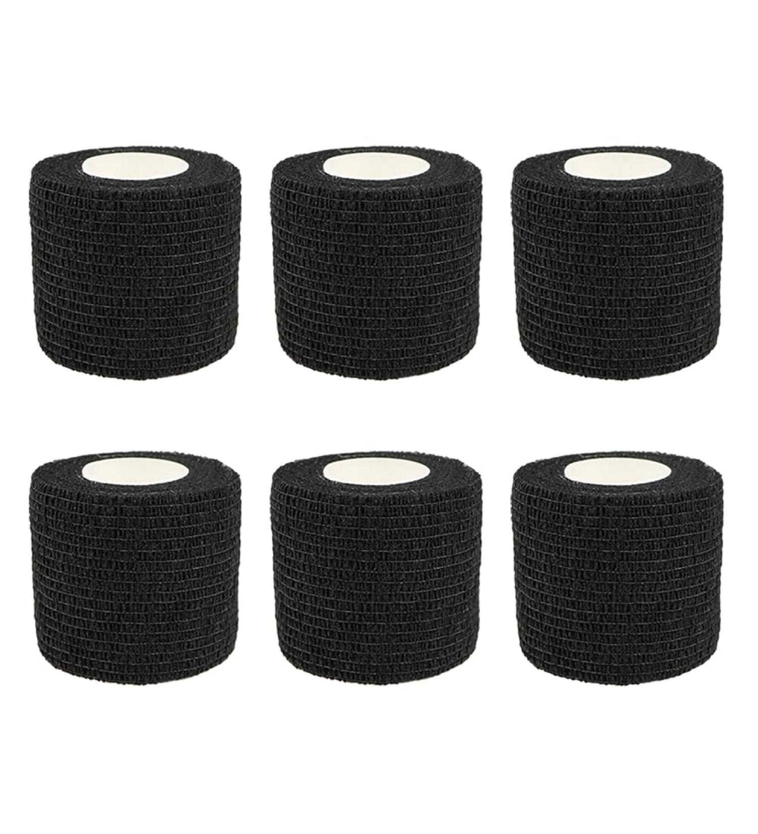 GSHLLO 6 Rolls Tearable Elastic Adhesive Bandages - Stretchy Cohesive Vet Wrap Medical Tape for Wrist Knee Ankle - Black | International Shipping Available - Buy Online on GoSupps.com