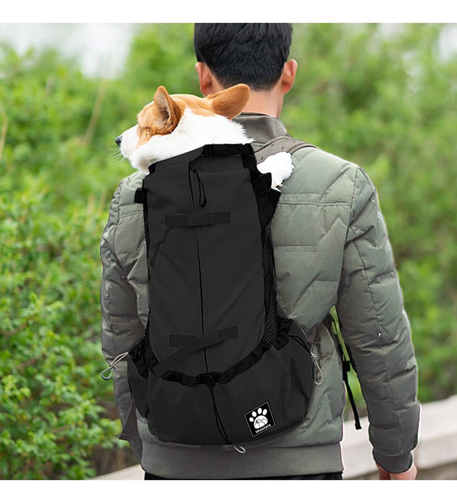 1-25KG Dog Carrier Bag with Drawstring Head Out Design Ventilated Pet Backpack for Small Medium Dogs Daily Puppy Carrier for Walking Outdoor Safety/Comfortable/Lightweight L Black - Buy Online on GoSupps.com