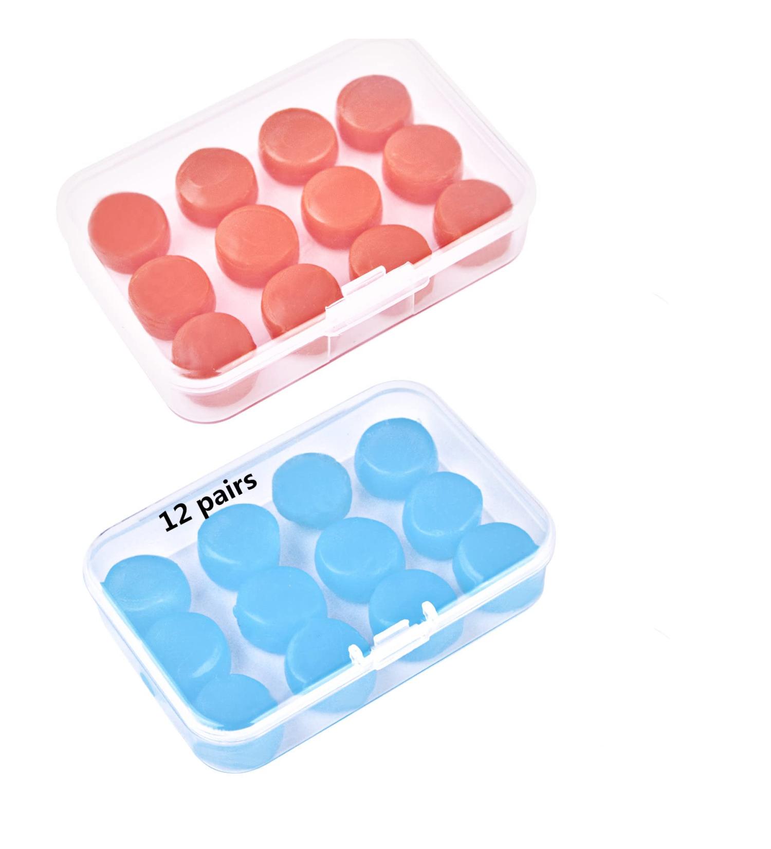 12 Pairs Silicone Ear Plugs - Noise Cancelling Reusable Moldable Wax Earplugs for Sleeping Swimming Work & Travel - SNR 27dB (Blue Orange - Buy Online on GoSupps.com