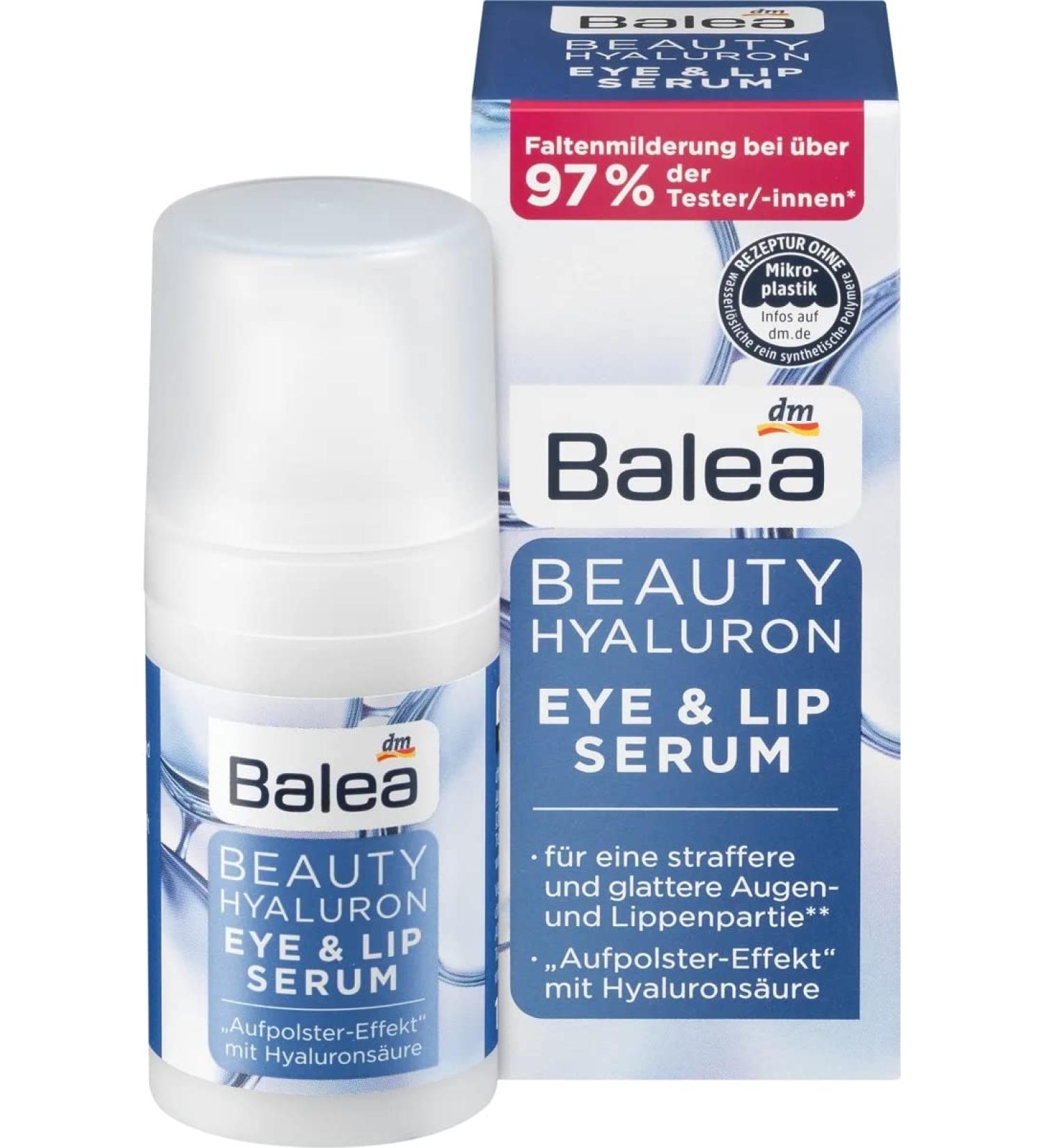 Balea Beauty Hyaluron Eye & Lip Serum 15ml - Hydrating Anti-Aging Eye Care for Dark Circles & Fine Lines | International Shipping Available - Buy Online on GoSupps.com