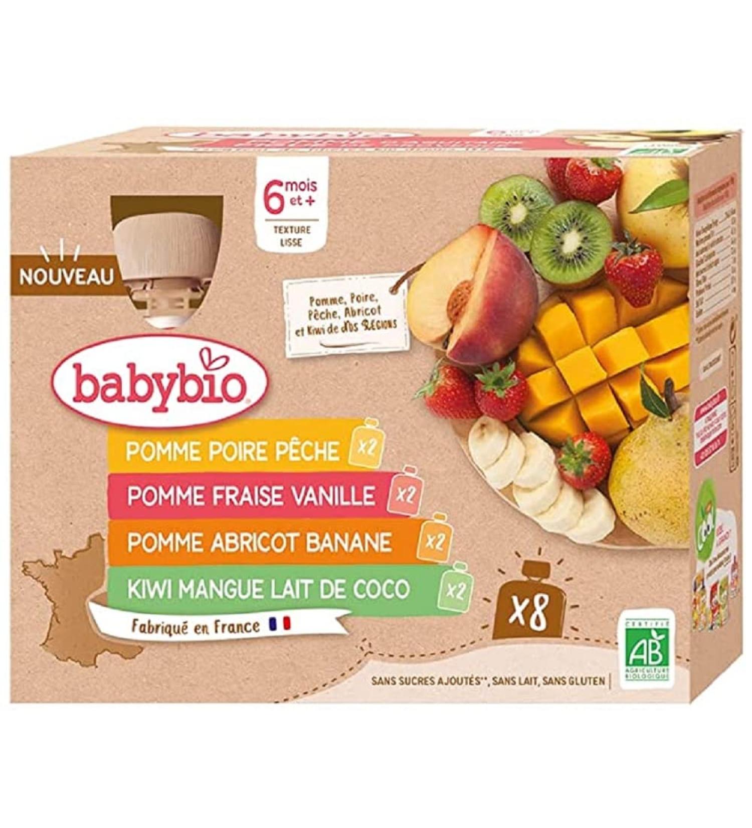 Babybio Gourdes - Fruit Multifragrances - Organic - 6+ months - 8x90g - Buy Online on GoSupps.com