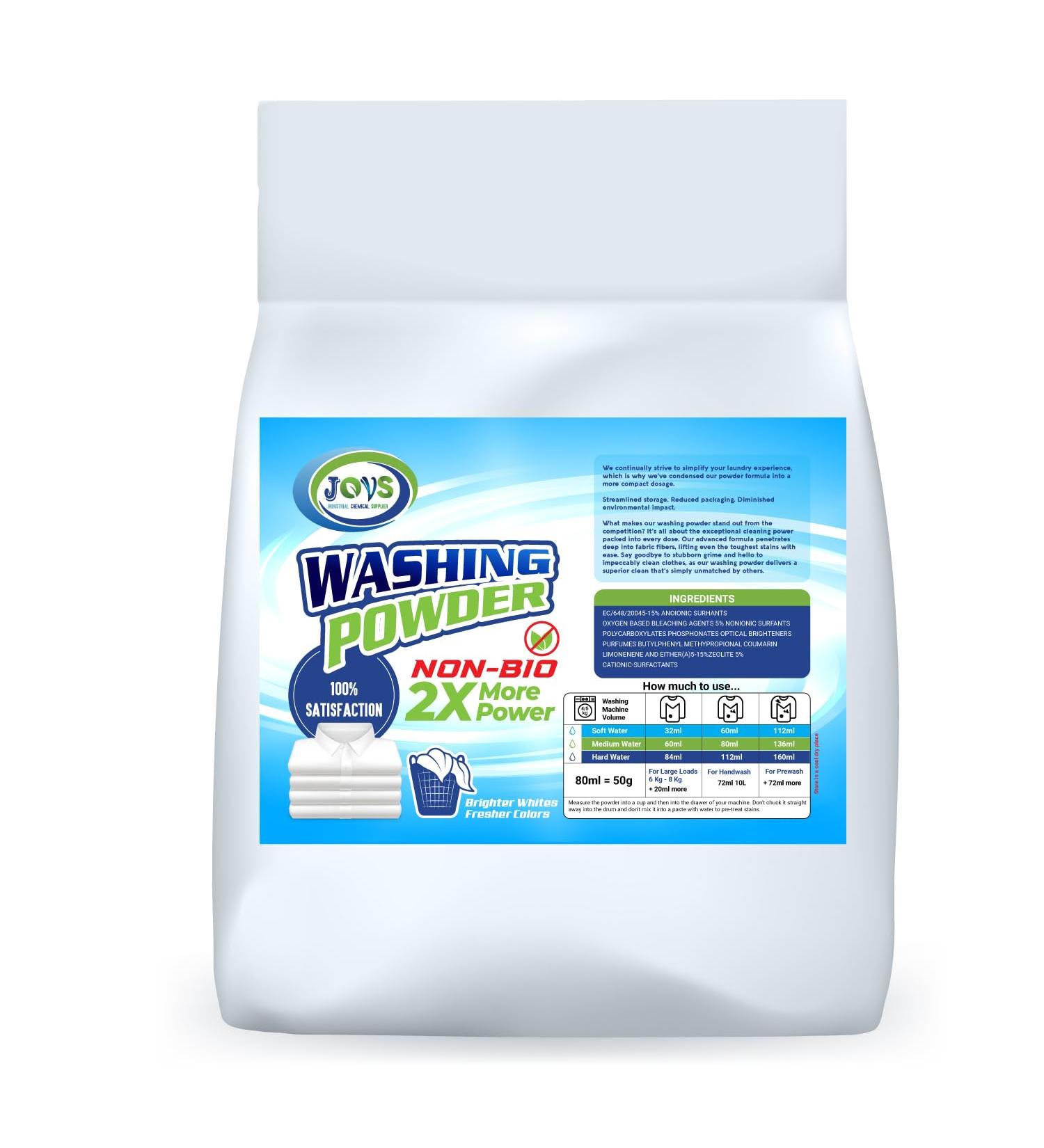 Jovs Non-Bio Washing Powder 10kg - Professional Laundry Powder for Over 500 Washes - Buy Online on GoSupps.com