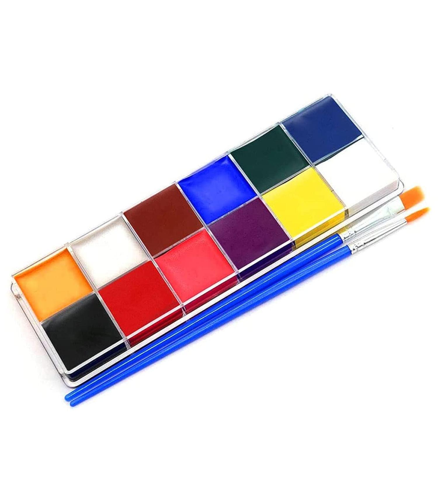 Professional Oil Based Face Paint Palette Set - 12 Flash Colors for Adults, Halloween Makeup & Cosplay - Buy Online on GoSupps.com