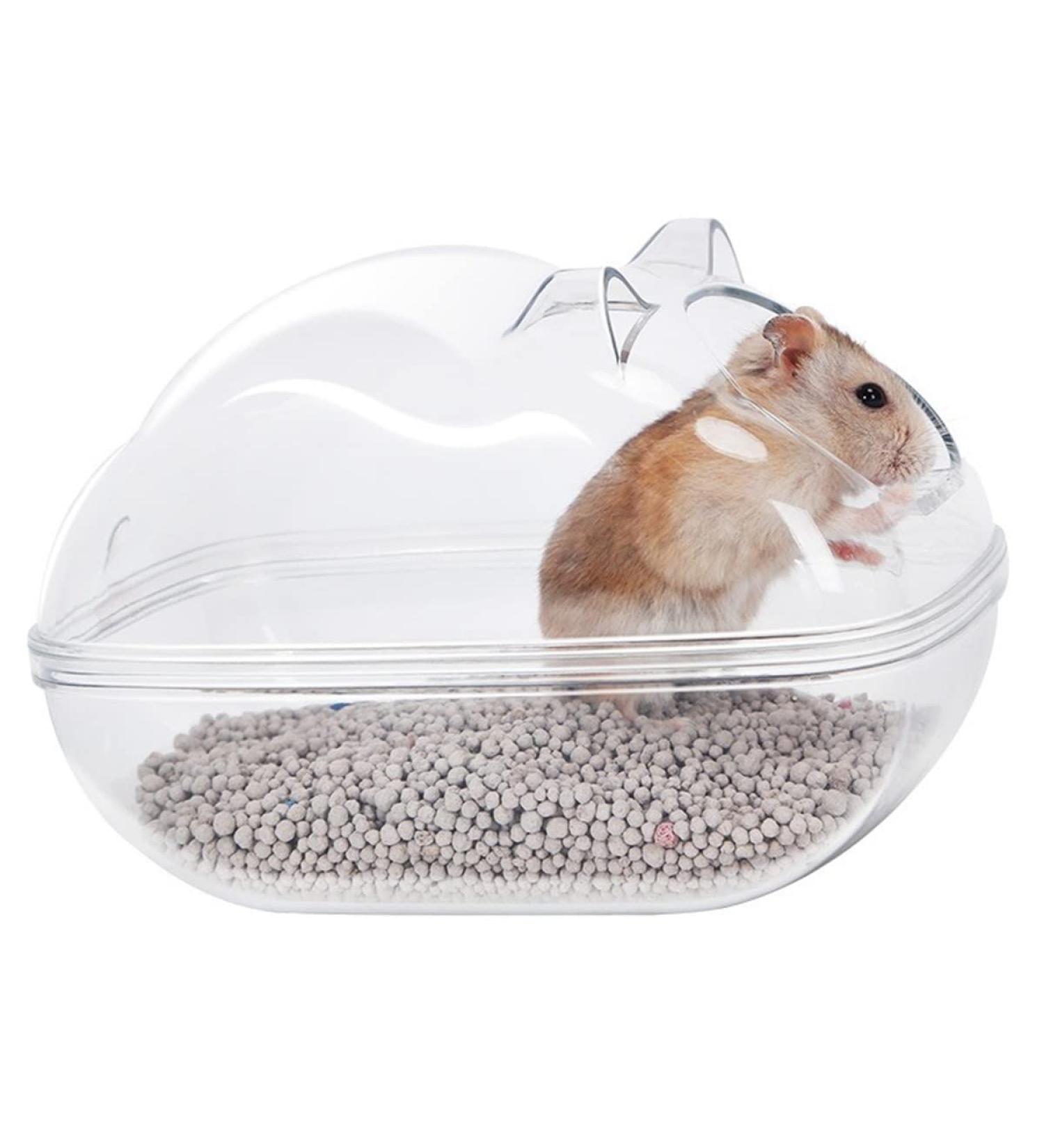 Timeshunall 1 Pcs Hamster Bathroom Washroom Clear Toilet Box Sand Bath Container Cute Hamster Bathroom for Small Animal Hamster Gerbil - Buy Online on GoSupps.com