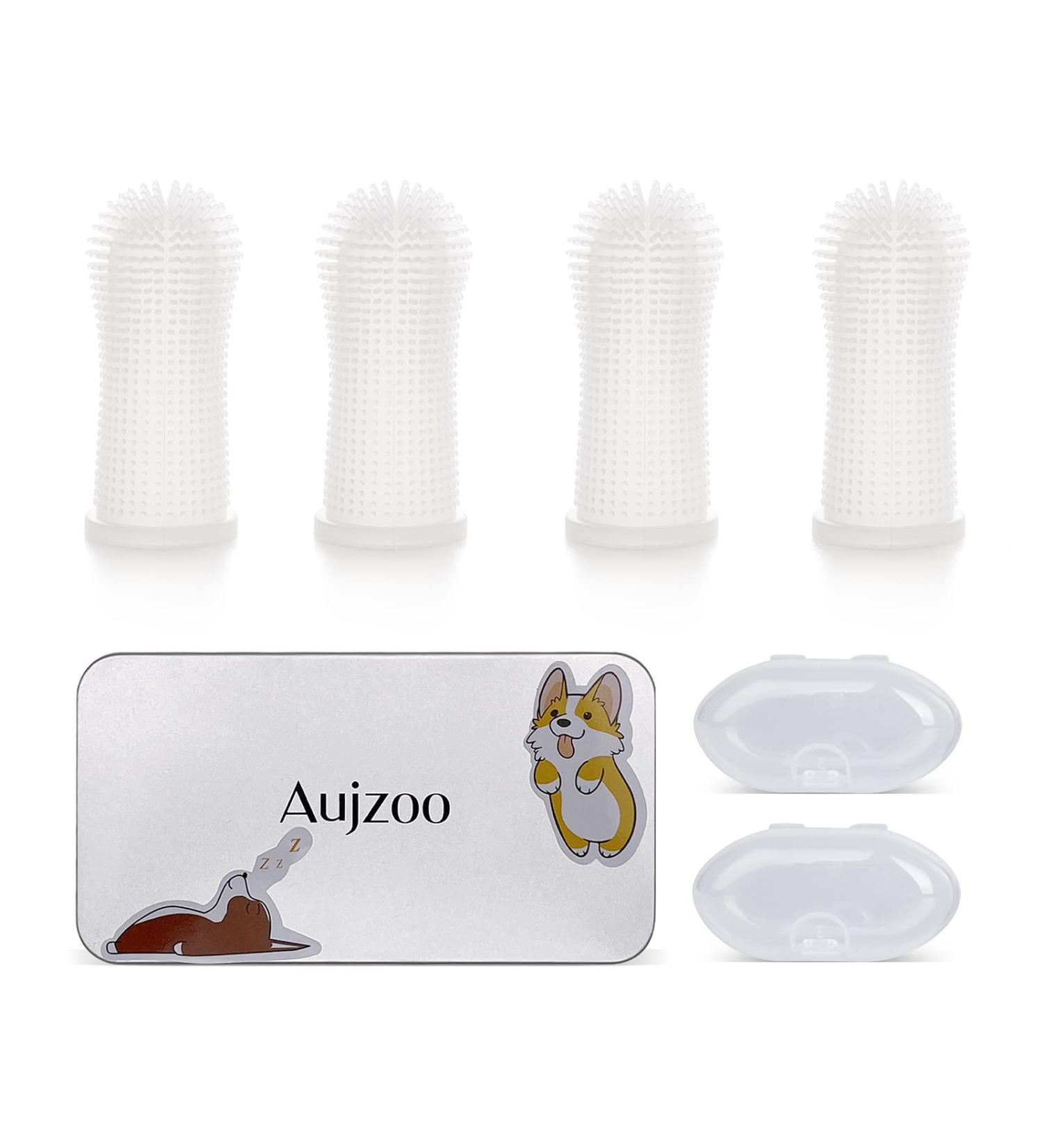 Aujzoo 360 Dog Toothbrush & Silicone Finger Set - Dental Care for Dogs & Cats - International Shipping Available - Buy Online on GoSupps.com