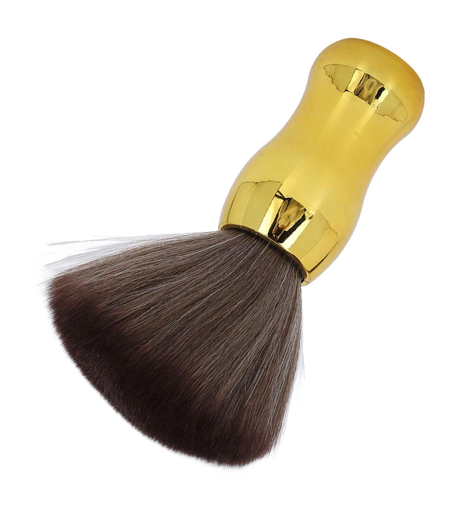Haircutting Neck Duster Brush Salon Home Barbershop Hair Sweeping Brush Soft Nylon Professional Barber Handle Tool for Women Men Face Neck Gold - Buy Online on GoSupps.com