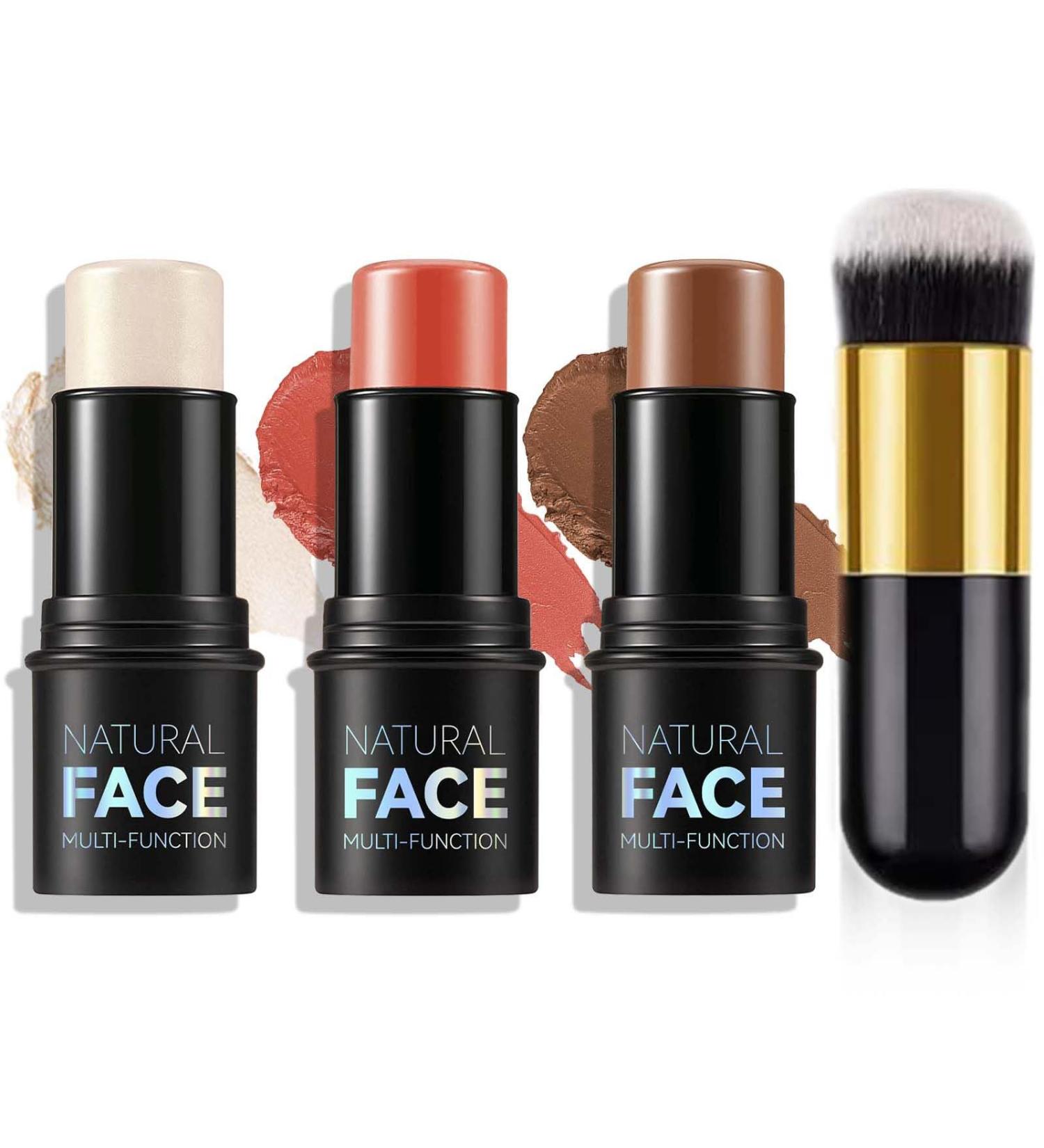 Kit de Contour Visage 3 Pi ces - Stick Contour Cr me Bronzant Highlighter et Blush - Sculpture des Joues Longue Tenue - Maquillage Professionnel Set C - Buy Online on GoSupps.com