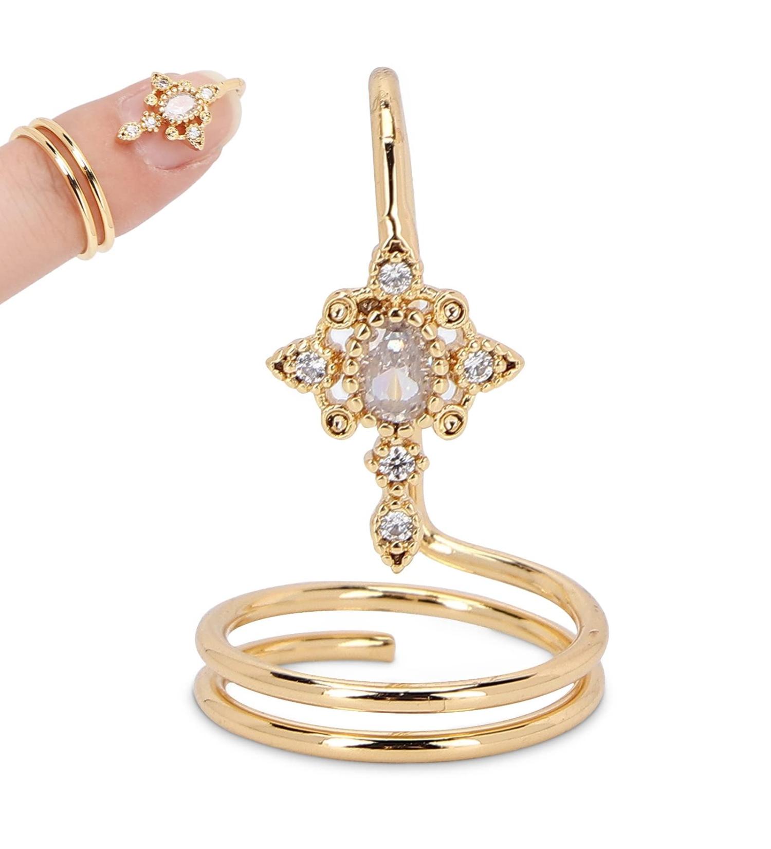 Gold Fingernail Rings - Stylish Knuckle Rings for Nail Art Decoration & Manicure Jewelry - Buy Online on GoSupps.com