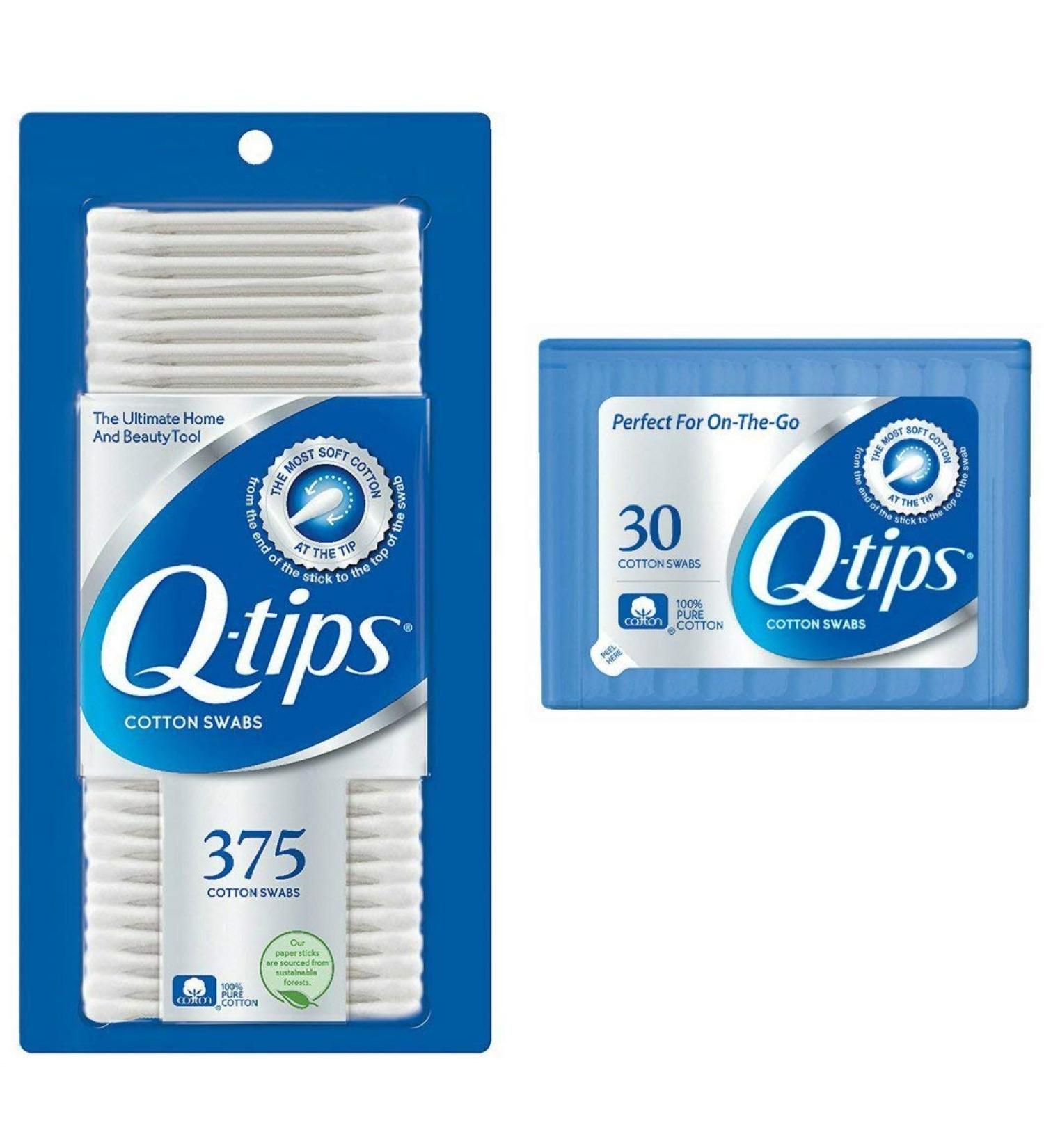 Q-tips Cotton Swabs 375 ct with Travel Holder Case - Portable and Convenient Purse Size - Buy Online on GoSupps.com