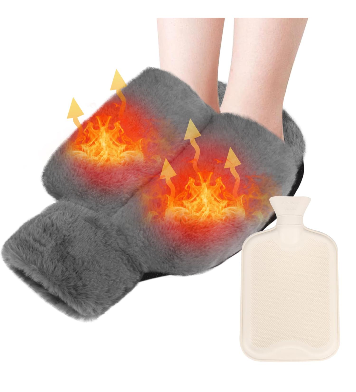 Buy MxTimwan 2-in-1 Electric-Free Foot Warmer | 38x32cm Hot Water Bottle & Heating Pad for Men & Women - Soft Gray - Ideal for Office Use - Buy Online on GoSupps.com