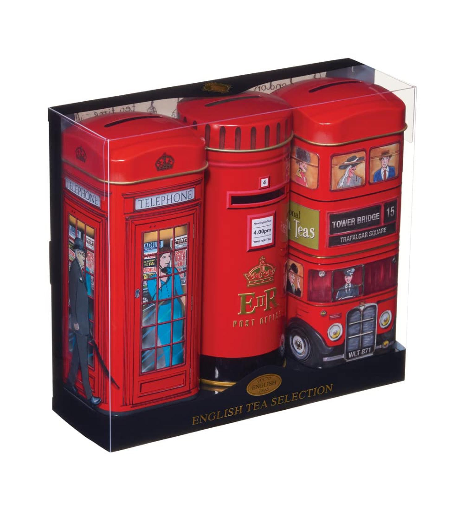 British Heritage Post Box Tea Tin Gift Pack | Set of 3 Tall Tins | 42 Teabags - Buy Online on GoSupps.com