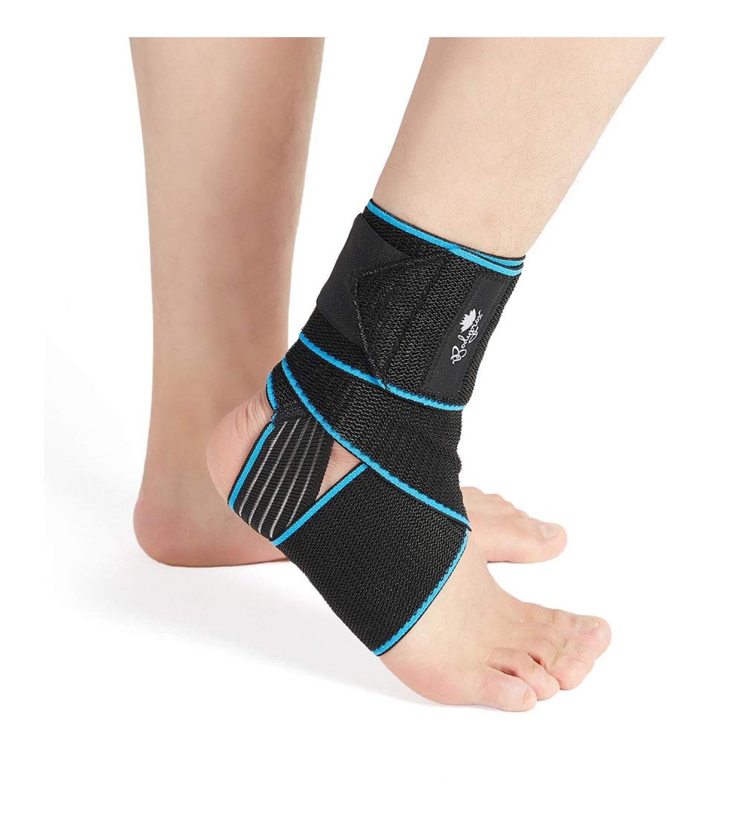 Bodyprox Adjustable Compression Ankle Support Brace for Sports - One Size Fits Most | Men & Women - 1 Pack - Buy Online on GoSupps.com