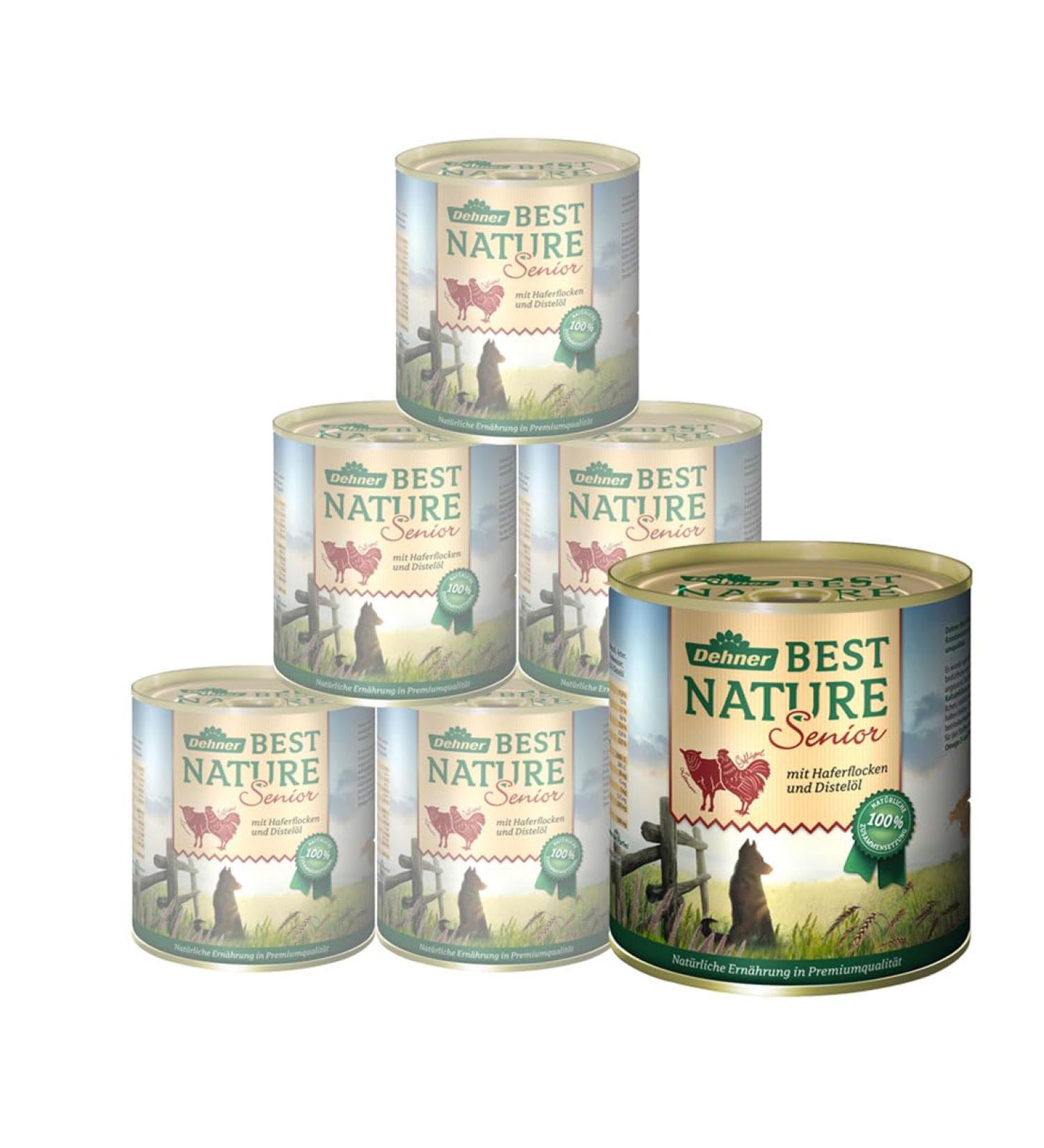 Dehner Best Nature Wet Dog Food for Seniors | Lamb & Poultry | 6 x 800g Cans (4.8kg) - Premium Nutrition for Older Dogs - Buy Online on GoSupps.com