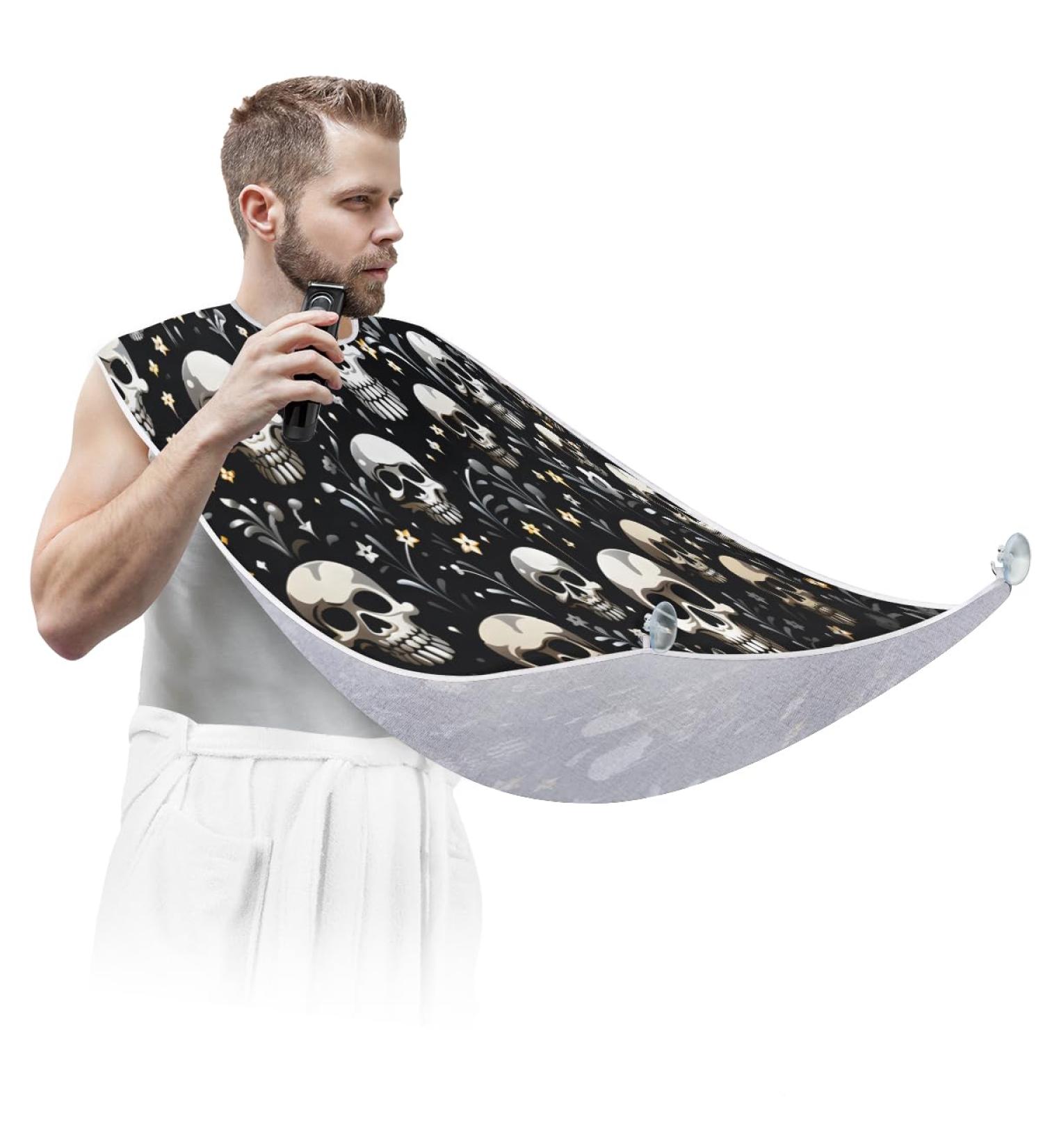 Buy Halloween Skull Beard Bib Apron - Ultimate Beard Hair Catcher for Men | Perfect Gift for Dad & Husband | Fast International Shipping - Buy Online on GoSupps.com