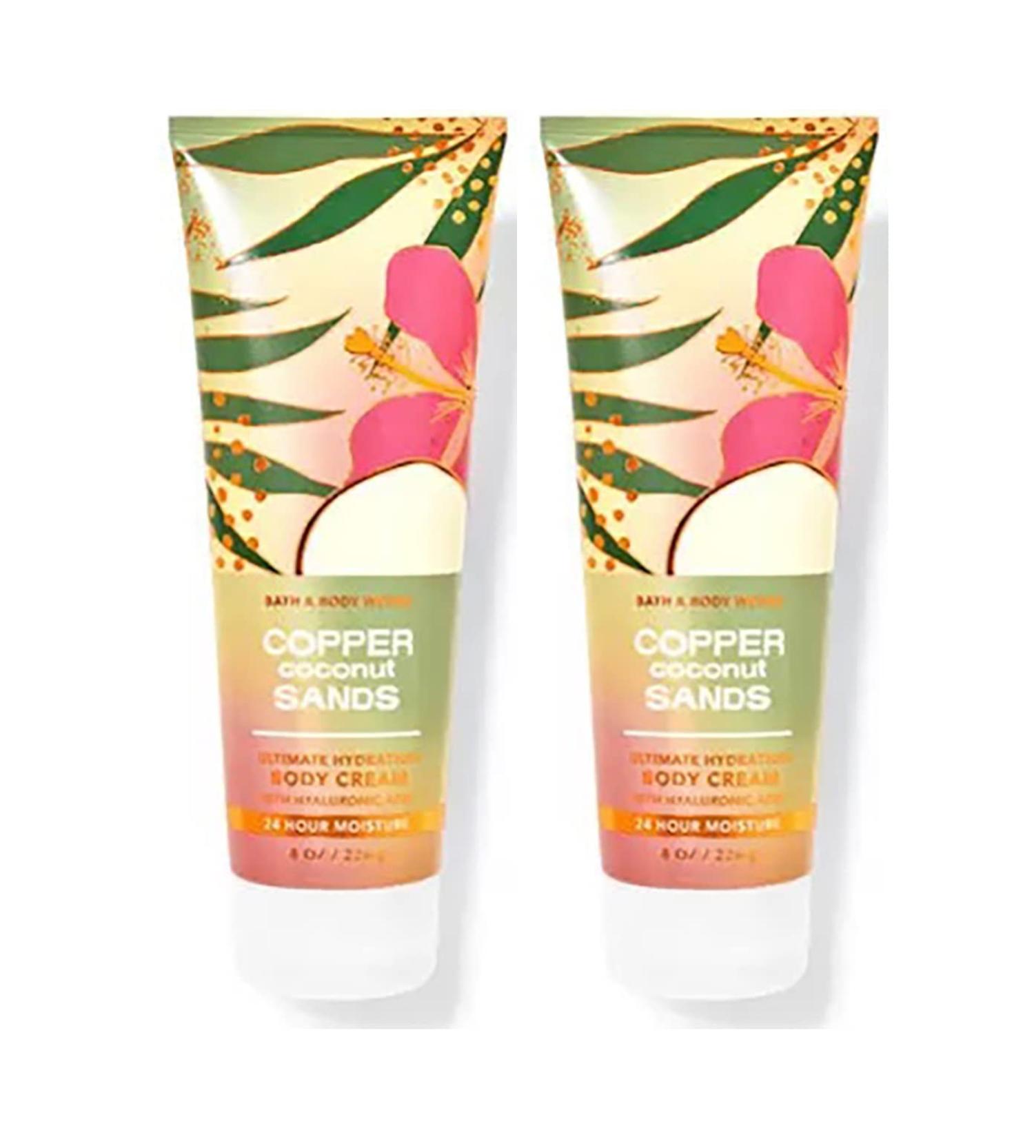 Bath and Body Works Copper Coconut Sands Body Cream Ultimate Hydration Acid Gift Set For Women 2 Pack 8 Oz. (Copper Coconut Sands)