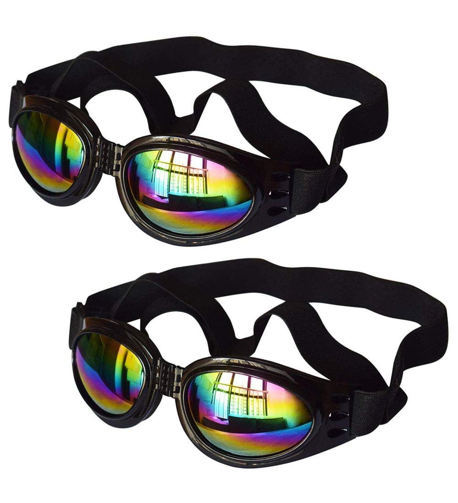N/ A 2 Pcs Dog Goggles Adjustable Strap Dog Goggles Eye wear Protection for Travel Skiing Black UV Protection Waterproof Sunglasses for Dog (Black) - Buy Online on GoSupps.com