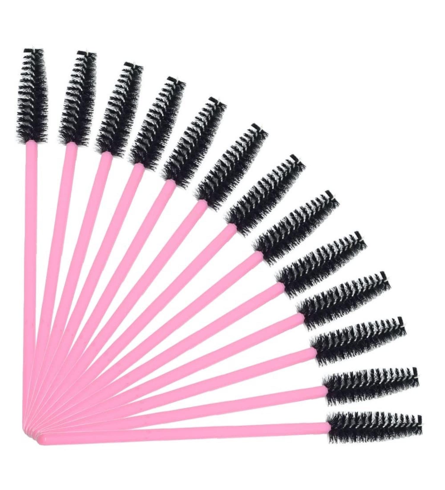 100 Pcs Disposable Mascara Wands Eyelash Brush Spoolies for Eye Lash Extension - Pink & Black - Buy Online on GoSupps.com