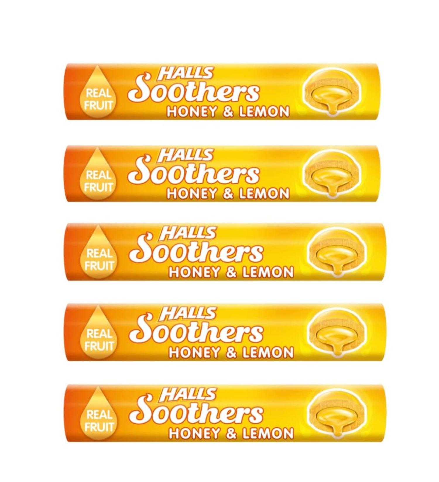 Halls Soothers Honey & Lemon 5 x 45g Bars - Sore Throat Relief Lozenges - Buy Online on GoSupps.com