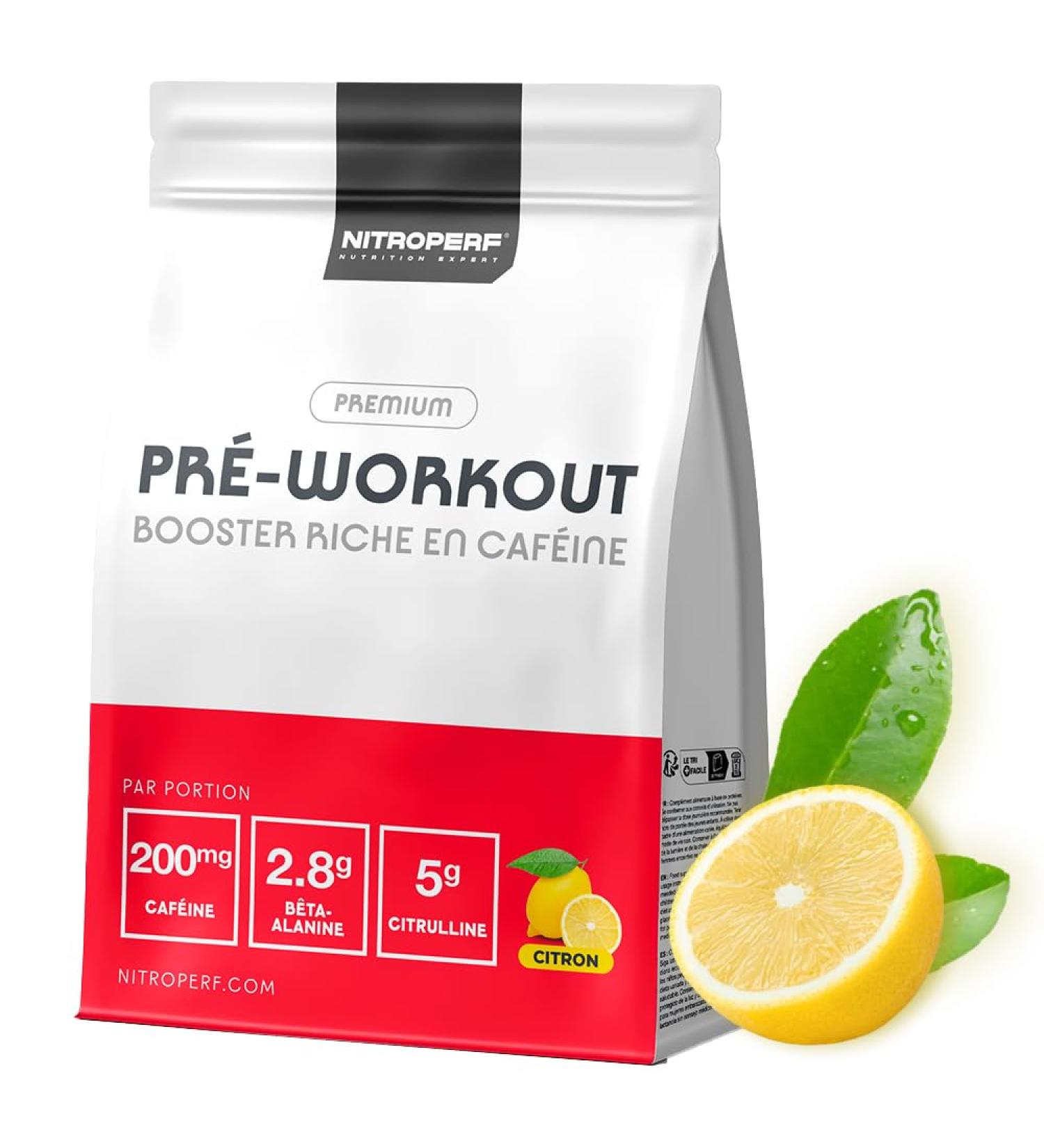 NITROPERF - Pr -Workout Ultra Performant en poudre 200gr - 200mg Caf ine 2 8g B ta-Alanine 5g Citrulline - Certifi CarnoSyn & Kyowa Quality - Boisson nerg tique - G ut Citron Naturel - Buy Online on GoSupps.com