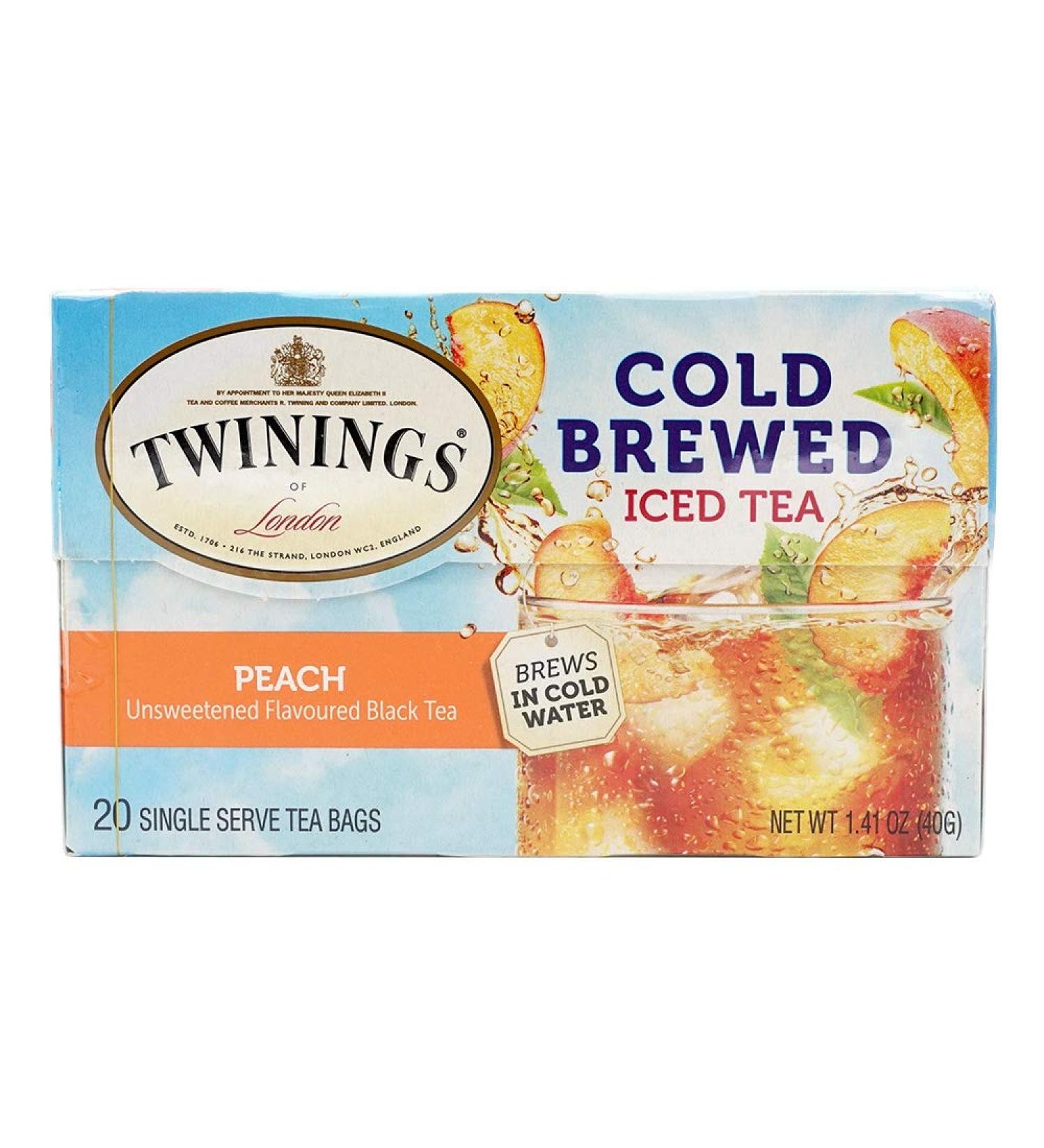 Buy Twinings Cold Brewed Iced Tea Peach - 20 Tea Bags (1.41 oz) - Refreshing Flavor - Buy Online on GoSupps.com