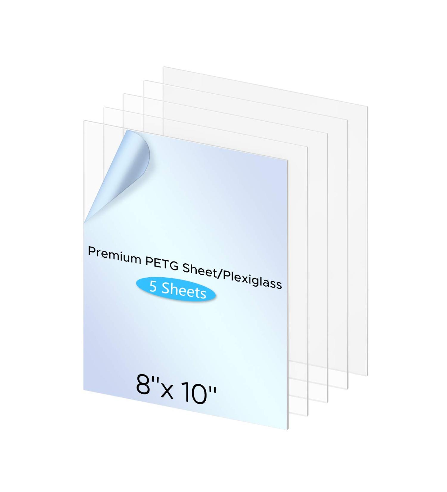 PET Sheet Clear Plexiglass Panels - Acrylic Sheets Transparent Glass Panels 8x10 Inch for Painting  Crafts  Signs and Cricut Cutting 0.04 Inch Thick of 5 Pack 5 8'' x 10'' - Buy Online on GoSupps.com