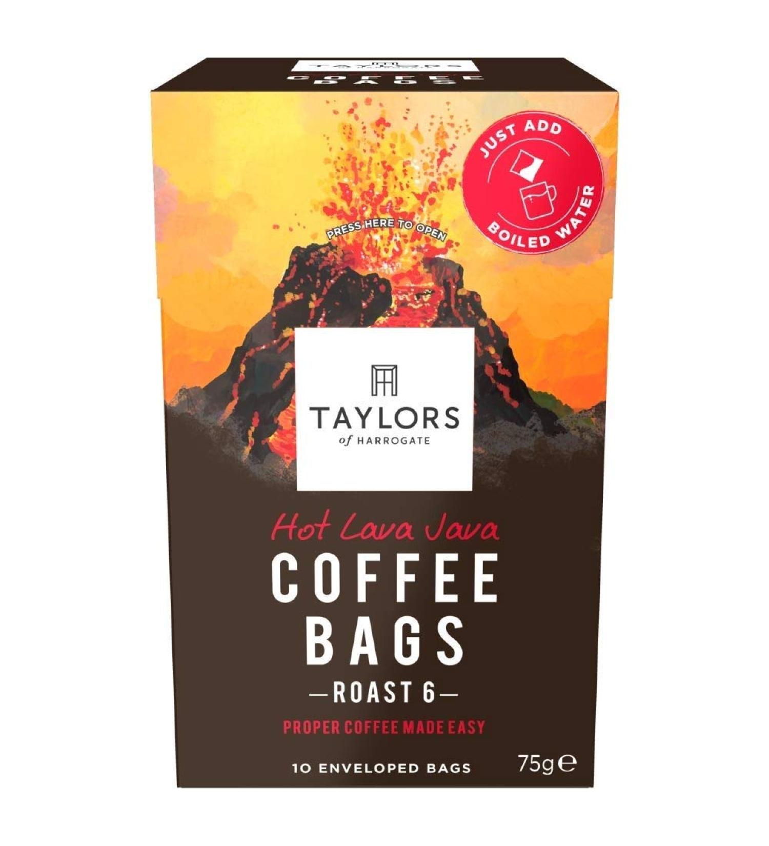 Coffee Taylors of Harrogate Fair Trade Roast Ground Coffee (10 Bags) (Java Hot Wash 1 Box (10 Bags)