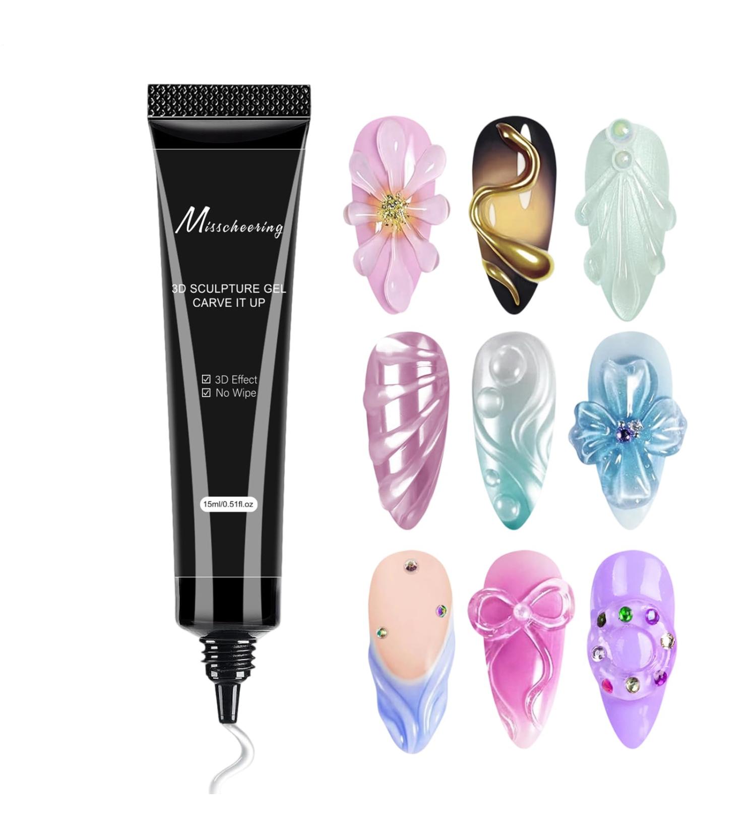  Duroecsain 3D Nail Gel Art 15ml Rhinestone Glue Gel for Nail Sculpting Transparent UV/LED for Nail Sculpture Styling at Home - Buy Online on GoSupps.com