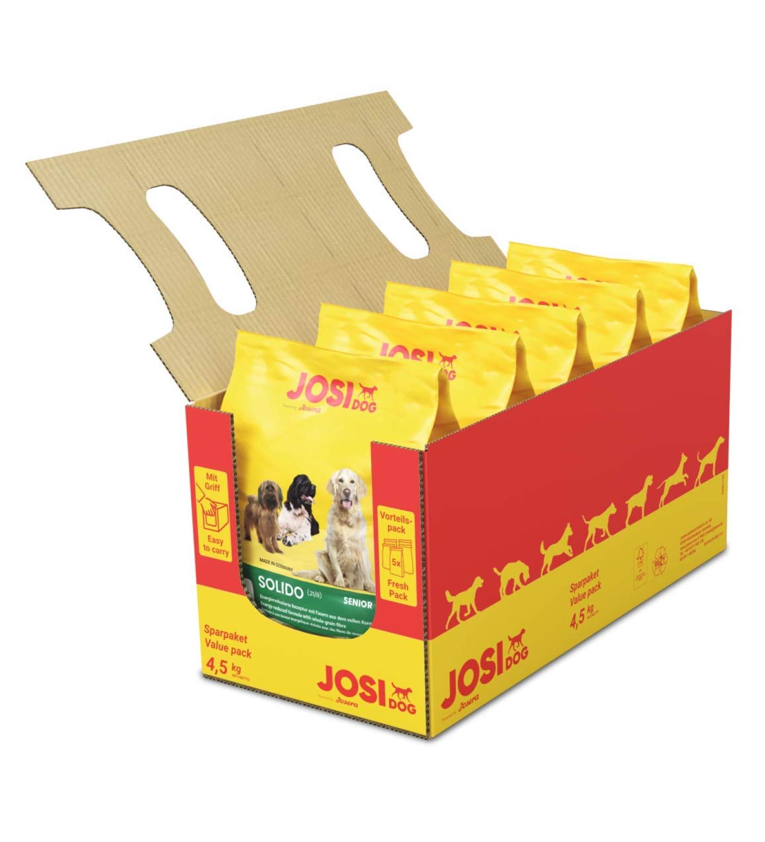 JosiDog Solido (5 x 900 g) | Croquettes for senior or less active dogs | Premium food for older dogs or those with low energy expenditure | Developed by JOSERA | Pack of 5 - Buy Online on GoSupps.com