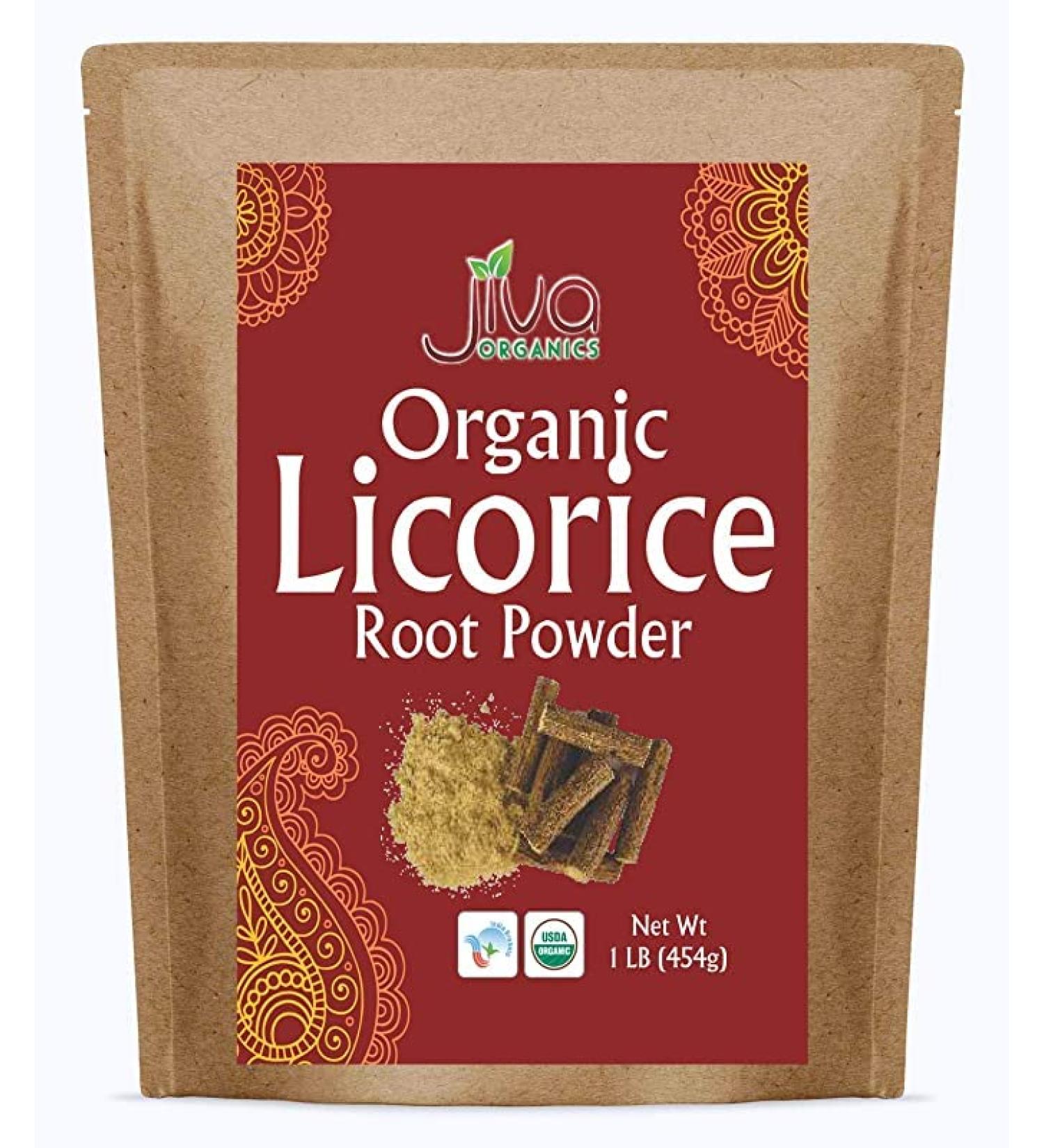 Jiva Organic Licorice Root Powder 1 Pound Bulk Bag (16oz) - Glycyrrhiza glabra - Mulethi - Yashtimadhu - Non-GMO - Buy Online on GoSupps.com