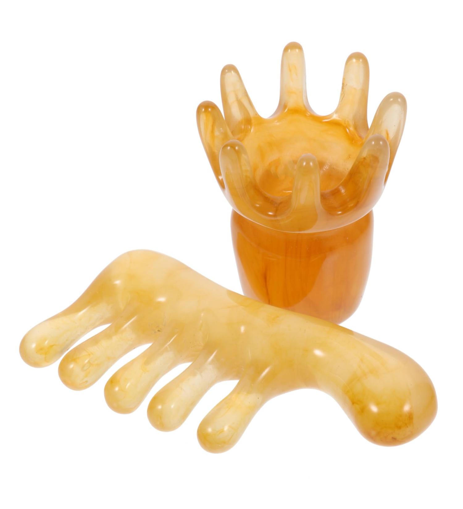 Beaupretty 2-in-1 Harz Gua Sha Massage Comb | Deep Scalp Massager Brush & Jade Scratching Board - 10.00x5.60cm Khaki | International Shipping Available - Buy Online on GoSupps.com