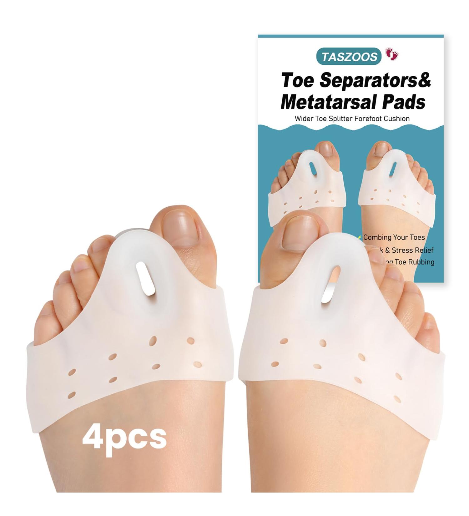 Toe Spacers & Separators - Soft Gel Metatarsal Pads for Morton's Neuroma Blisters & Hammer Toe - 4 PCS Breathable Big Toe Stretcher - Buy Online on GoSupps.com