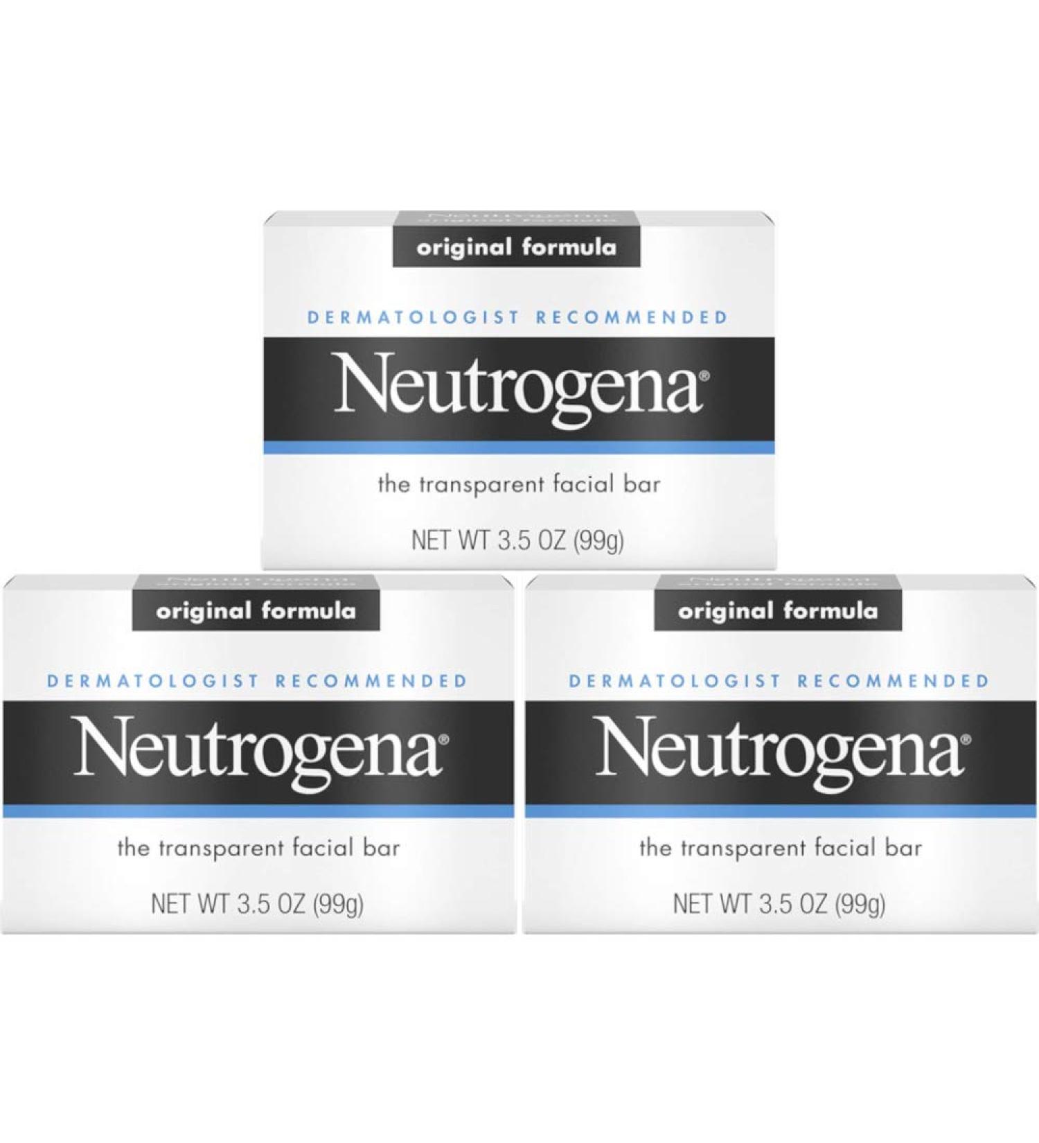 Neutrogena The Transparent Facial Bar Original Formula 3.50 Ounces each (Value Pack of 3)