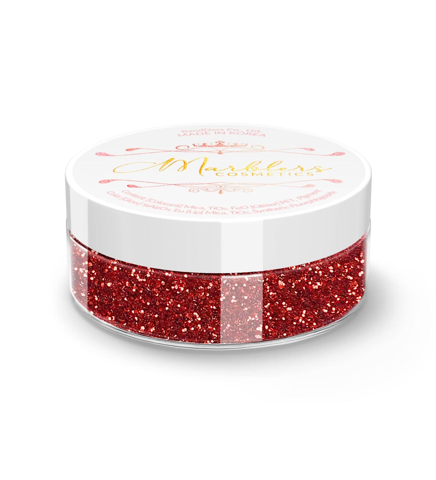 MARBLERS Santa Red Fine Glitter 5g - Vegan & Cruelty-Free | Cosmetic Grade for Eyes, Nails & Face | Festival Makeup & Party Nail Art - Buy Online on GoSupps.com