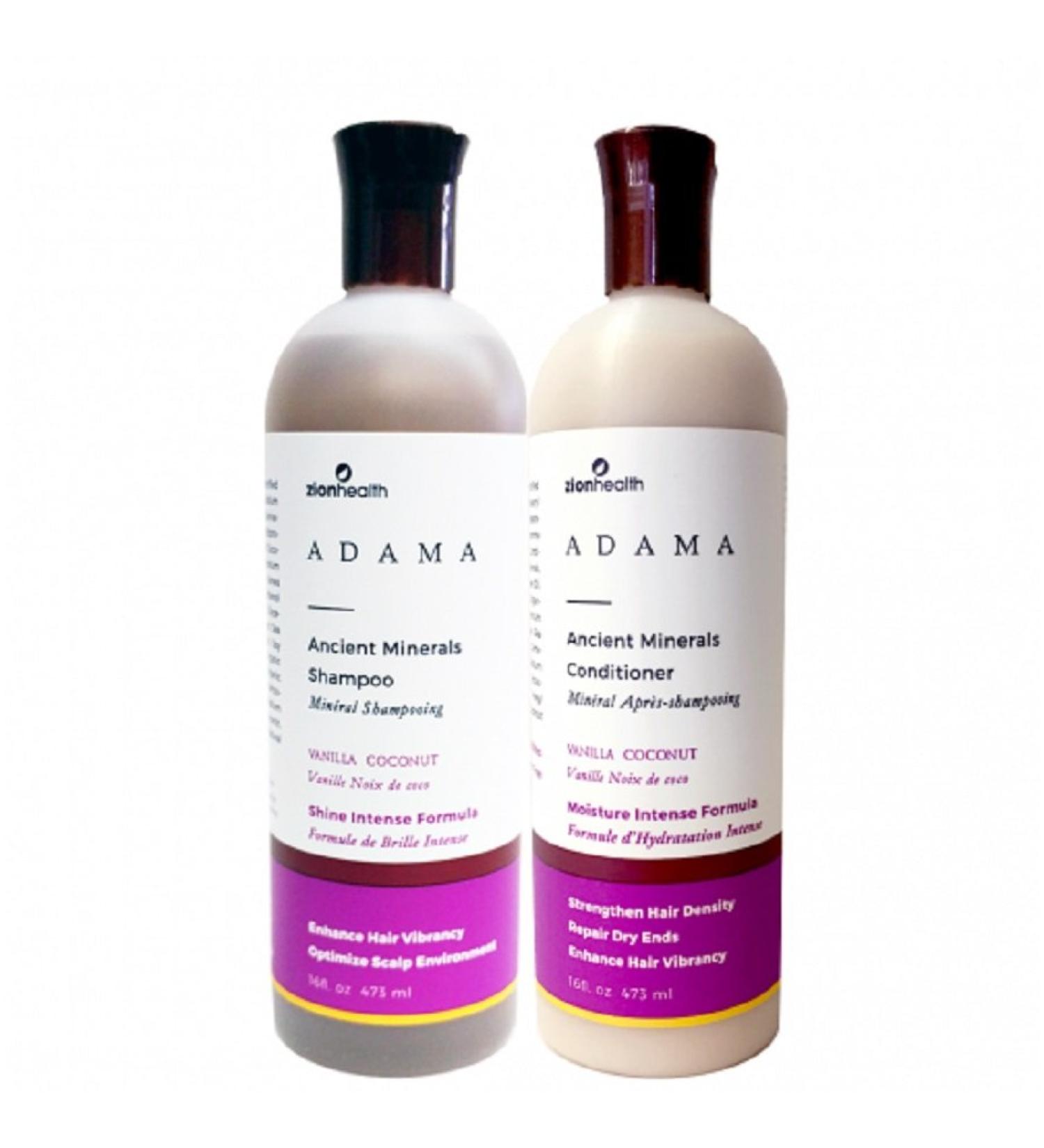 Adama Minerals Shampoo and Conditioner Set 16 oz (Vanilla Coconut)