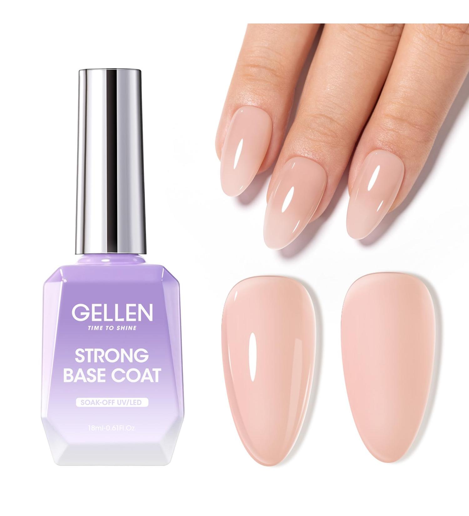 Gellen 18ml Rubber Base Nail Gel Soak off UV LED Base Coat Nude Color Gel Nail Polish No Wipe Strengthener Builder Gel Long Lasting Shine & Repair Base Coat - Buy Online on GoSupps.com