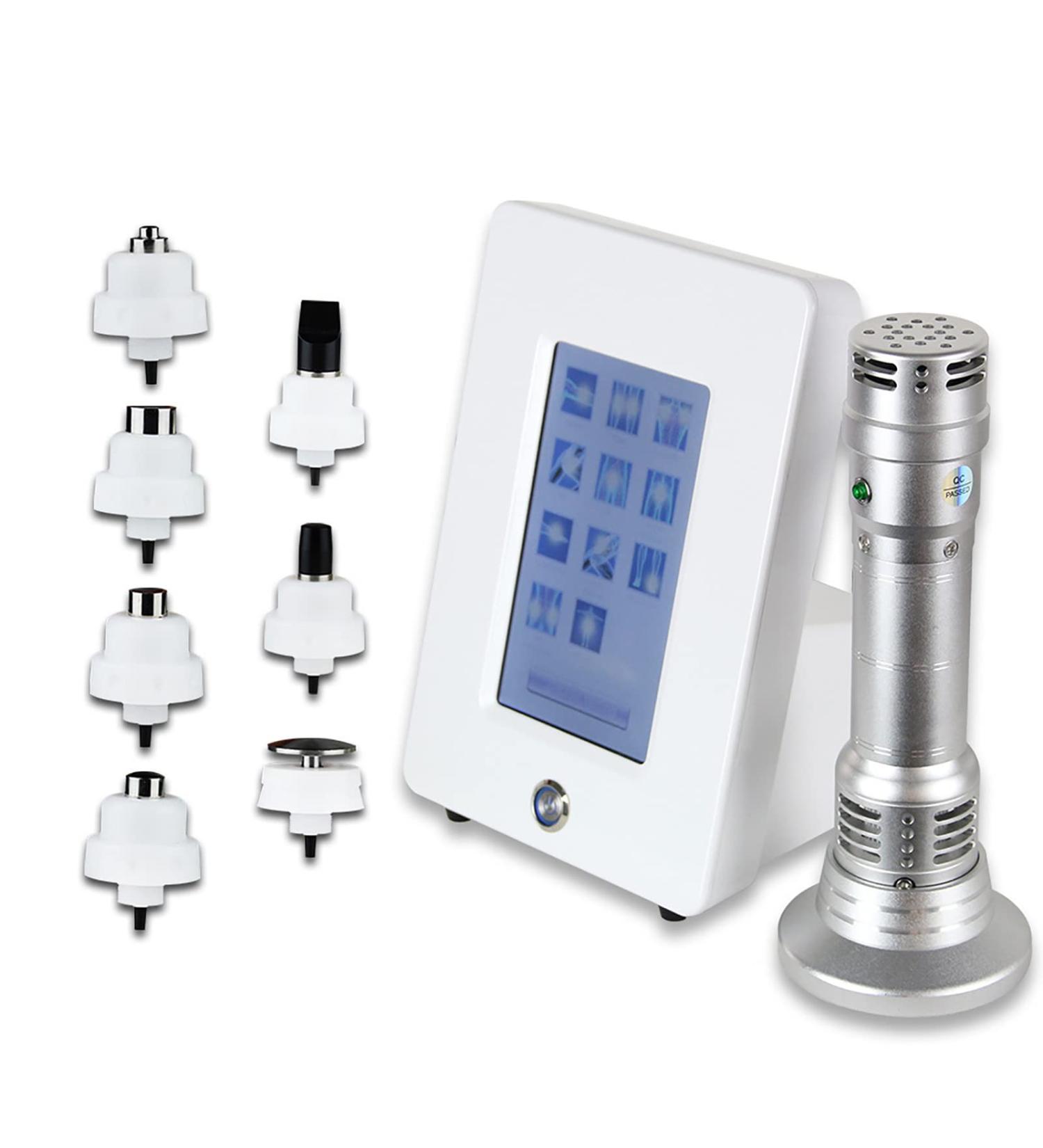Professional Shock Wave Therapy Device for ED & Muscle Pain Relief 7 Massage Heads | Silver - Buy Online on GoSupps.com