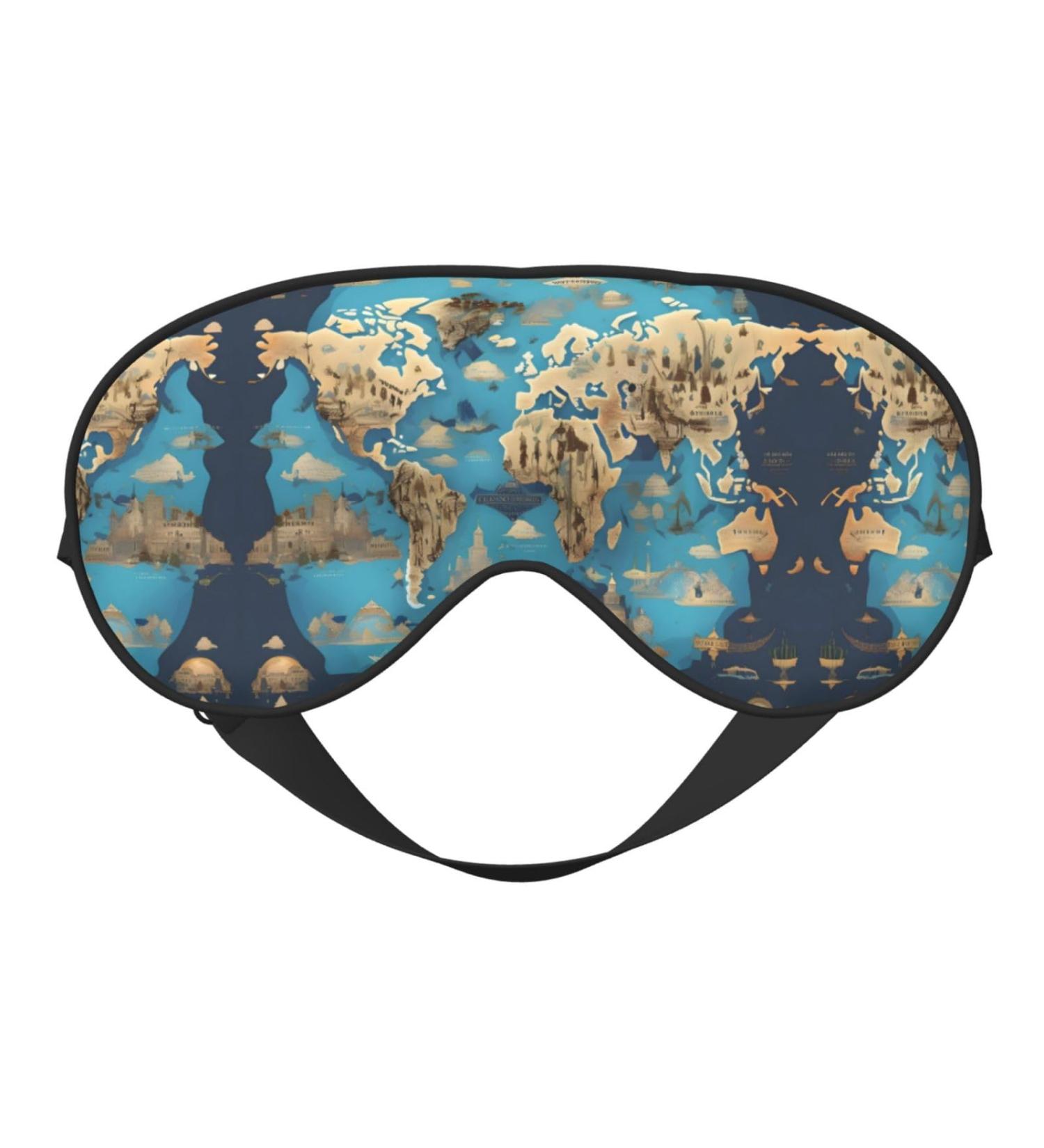 World Geography Map Print Sleep Mask - Double-Sided Eye Mask for Sound Sleep & Skin Care - Buy Online on GoSupps.com