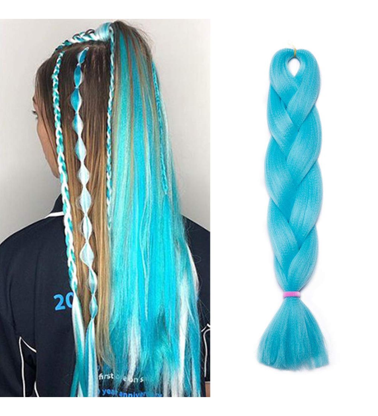 Braiding Hair Extensions Jumbo Braid Hair 24 Inch 1pc High Temperature Synthetic Fiber Hair Extension Sky Blue for Women - Buy Online on GoSupps.com