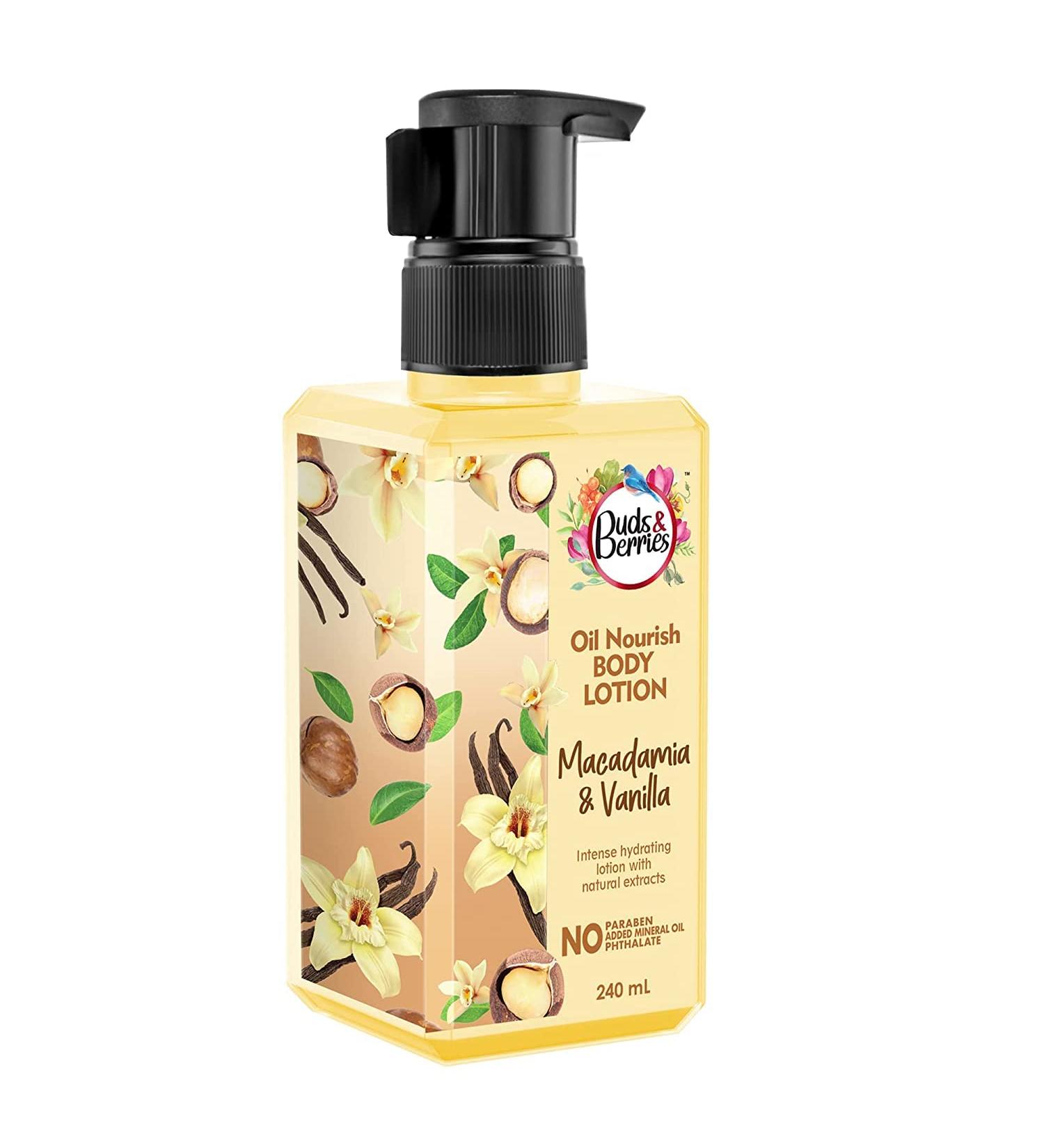 Buds & Berries Oil Nourish Macadamia & Vanilla Body Lotion | Rich & Deep Moisturization - Dry skin | No Paraben (240 ml) - Buy Online on GoSupps.com