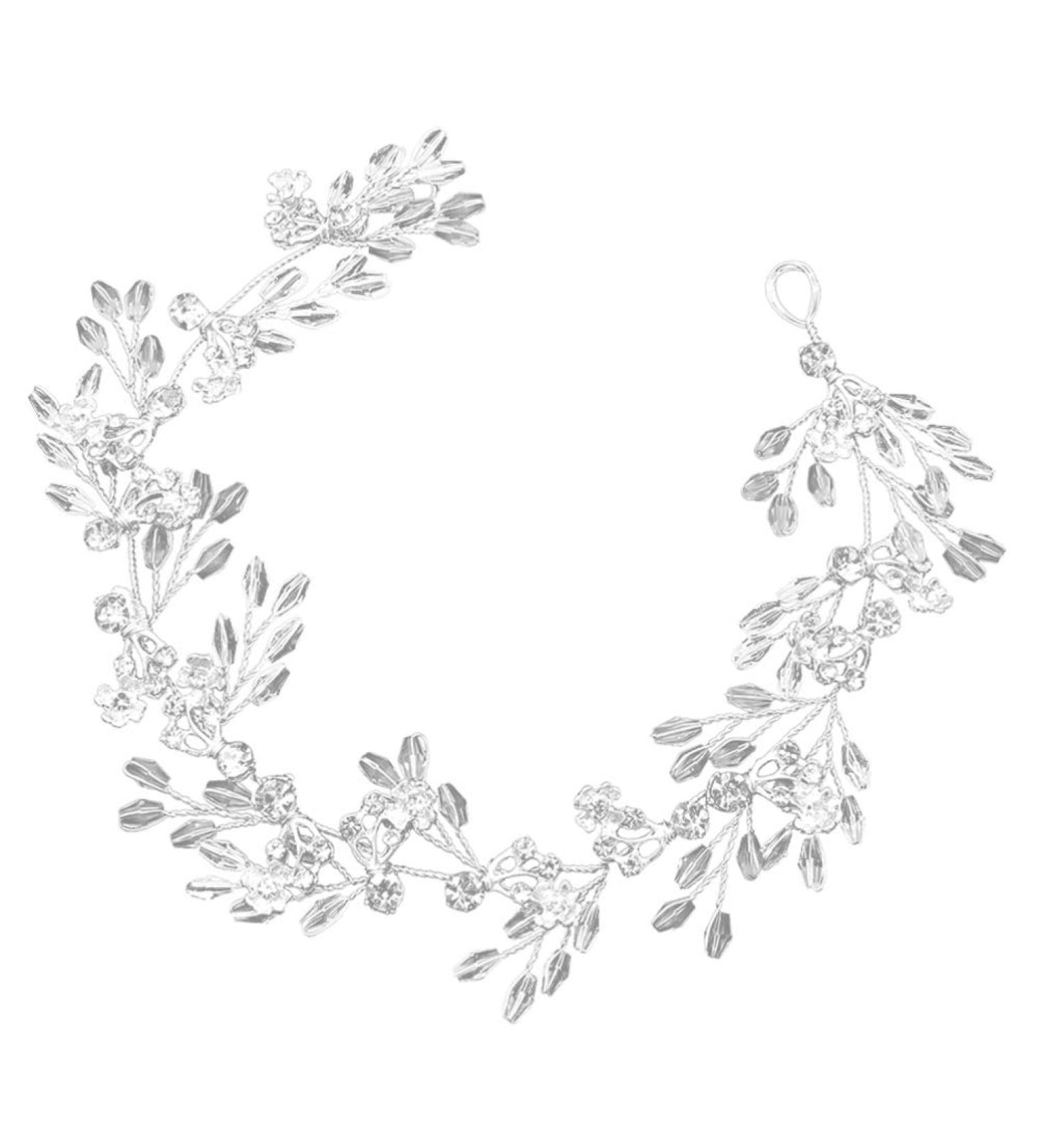Bridal Rhinestone Hair Pieces Flower Hairband Crystal Hair Vine Headpiece Wedding Hair Jewelry Decoration for Women Girl Lady (Silver) - Buy Online on GoSupps.com