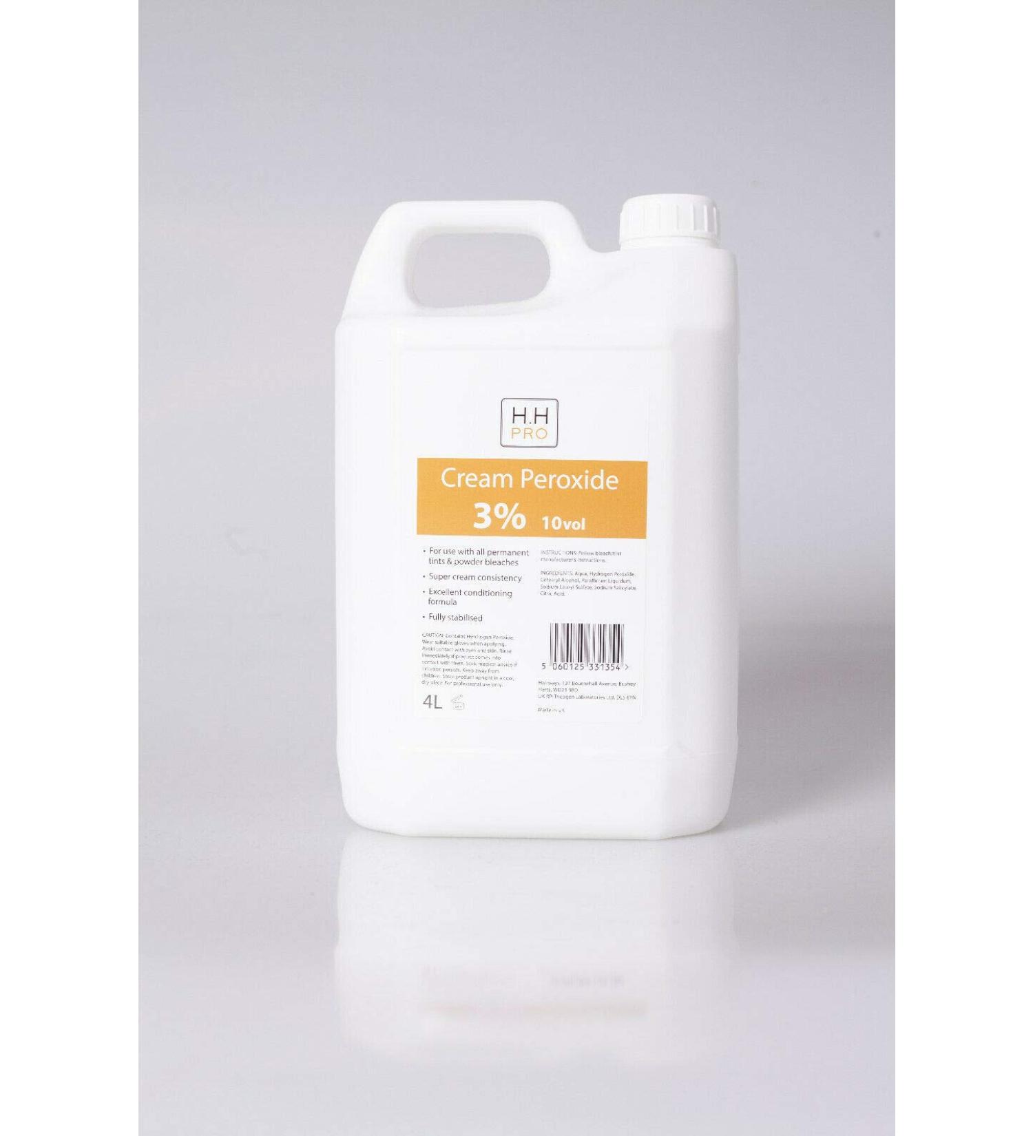 HH Pro Cream Hair Colour Tint Peroxide Developer 3% (10 volume) 4 Litre 4000ml
