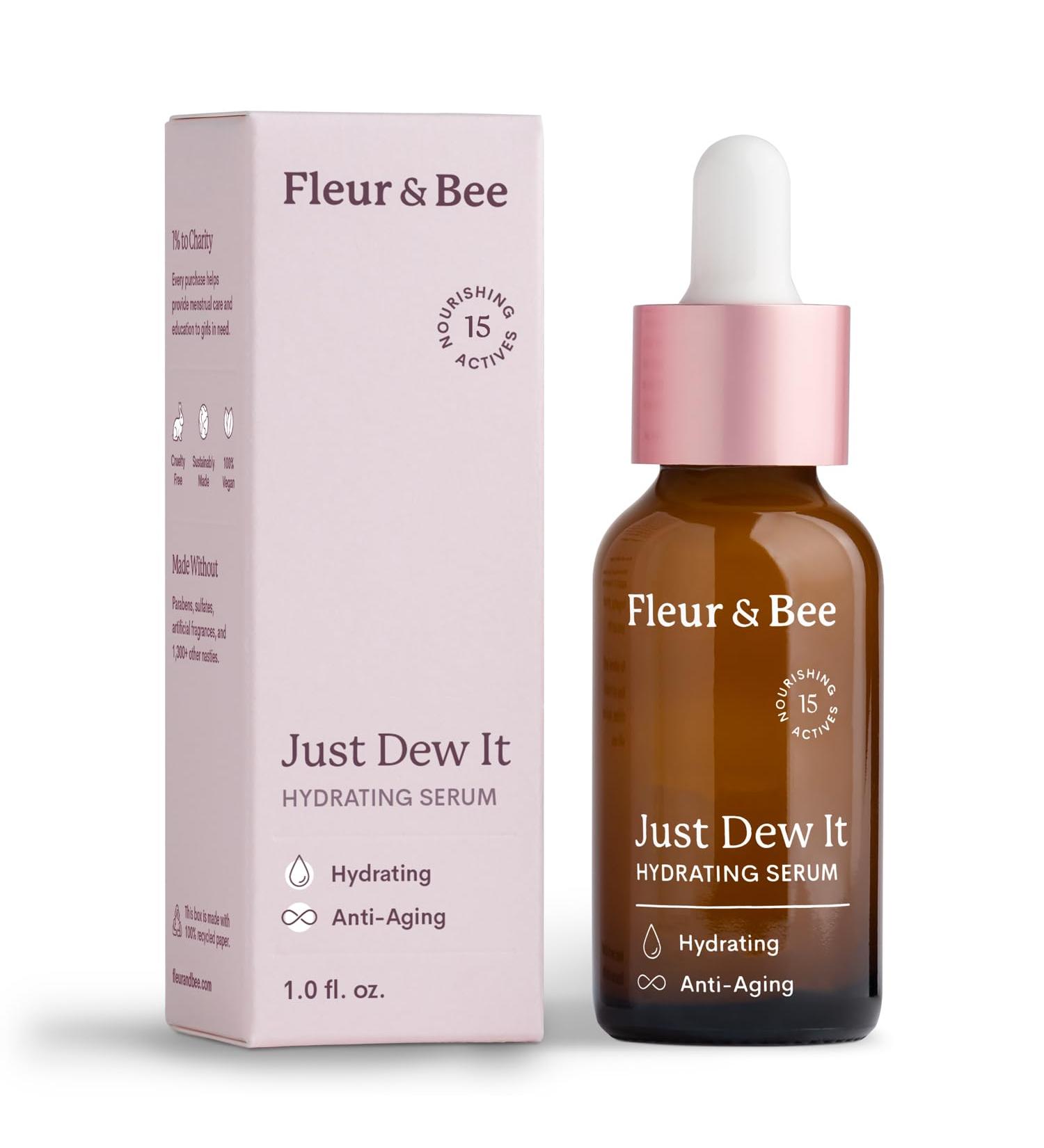 Hydrating & Anti-Aging Face Serum | 100% Vegan Hyaluronic Acid for Sensitive & Dry Skin | Just Dew It by Fleur & Bee - 1 fl oz - Buy Online on GoSupps.com