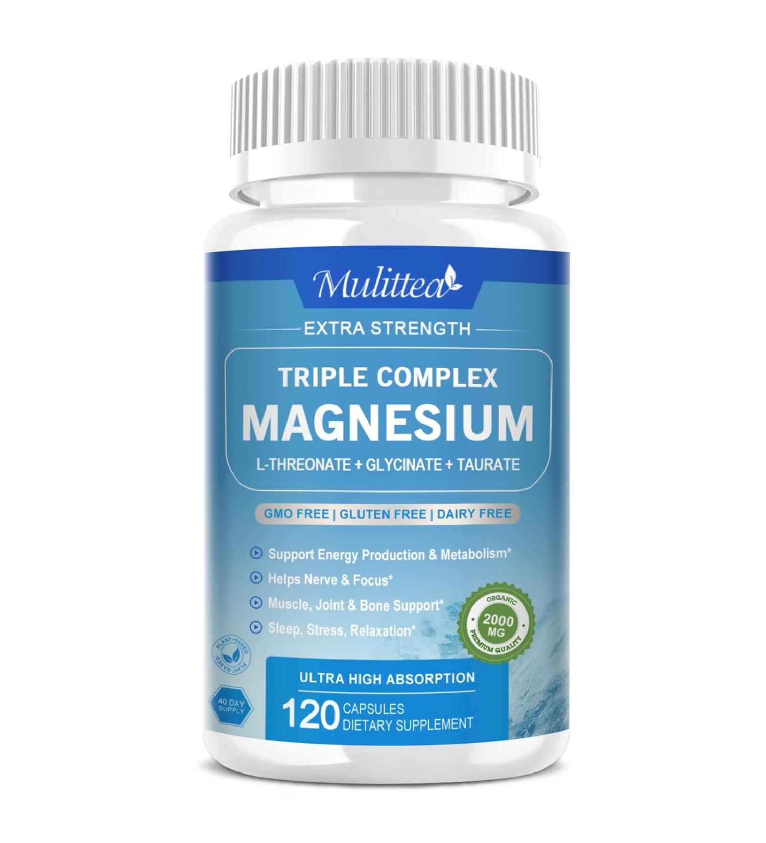 Max Absorption Magnesium L-Threonate Complex 2000mg - Nerv Calm & Mood Support Supplement - 120 Count - Buy Online on GoSupps.com