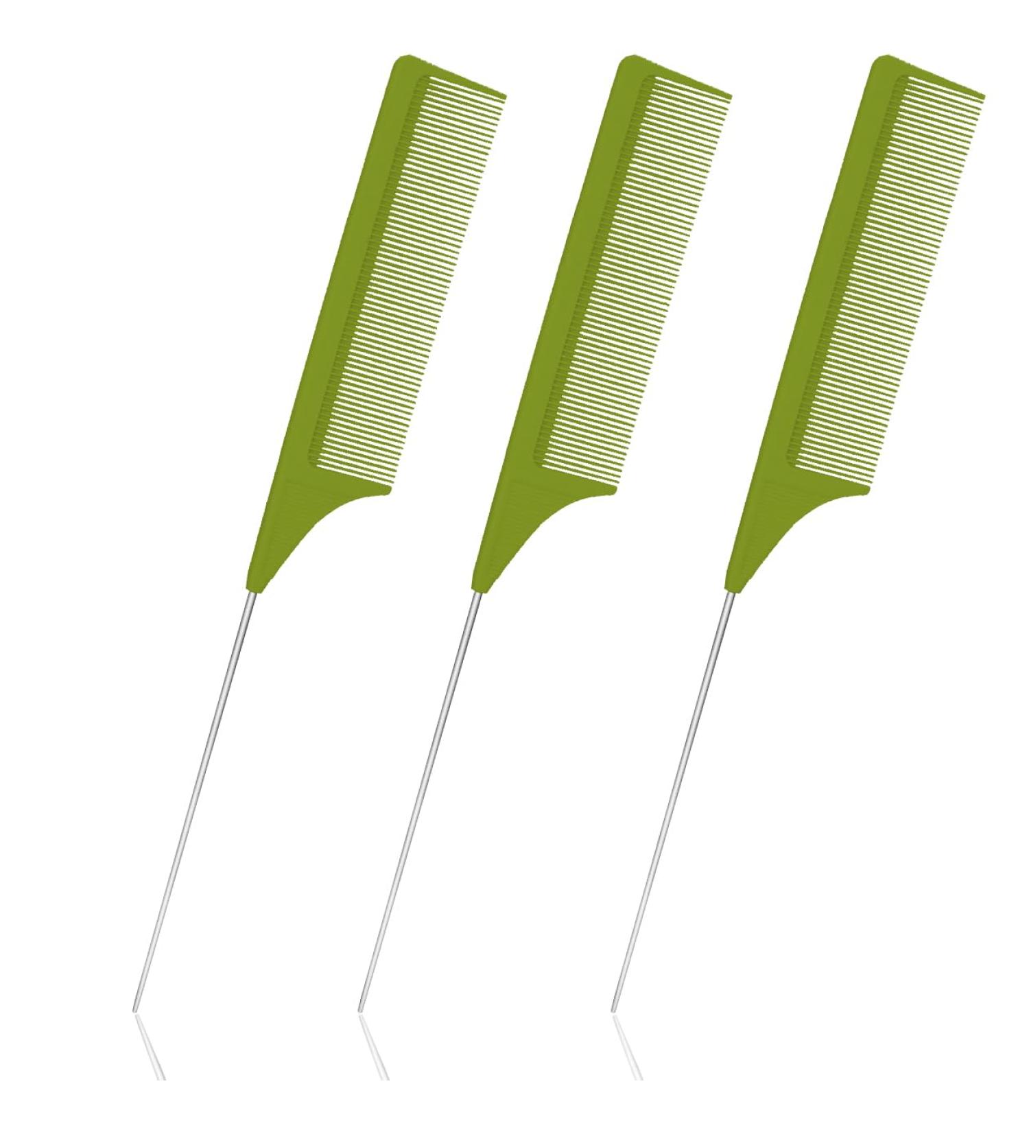 3 Piece Hair Comb Set with Metal, Pin Tail, and Fine Tooth Combs - Green - Buy Online on GoSupps.com
