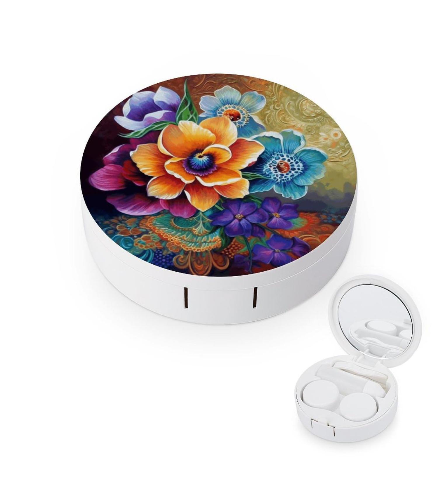 Contact Lens Case - Flower Diamond Painting Print | Travel & Care Box for Contacts - Buy Online on GoSupps.com