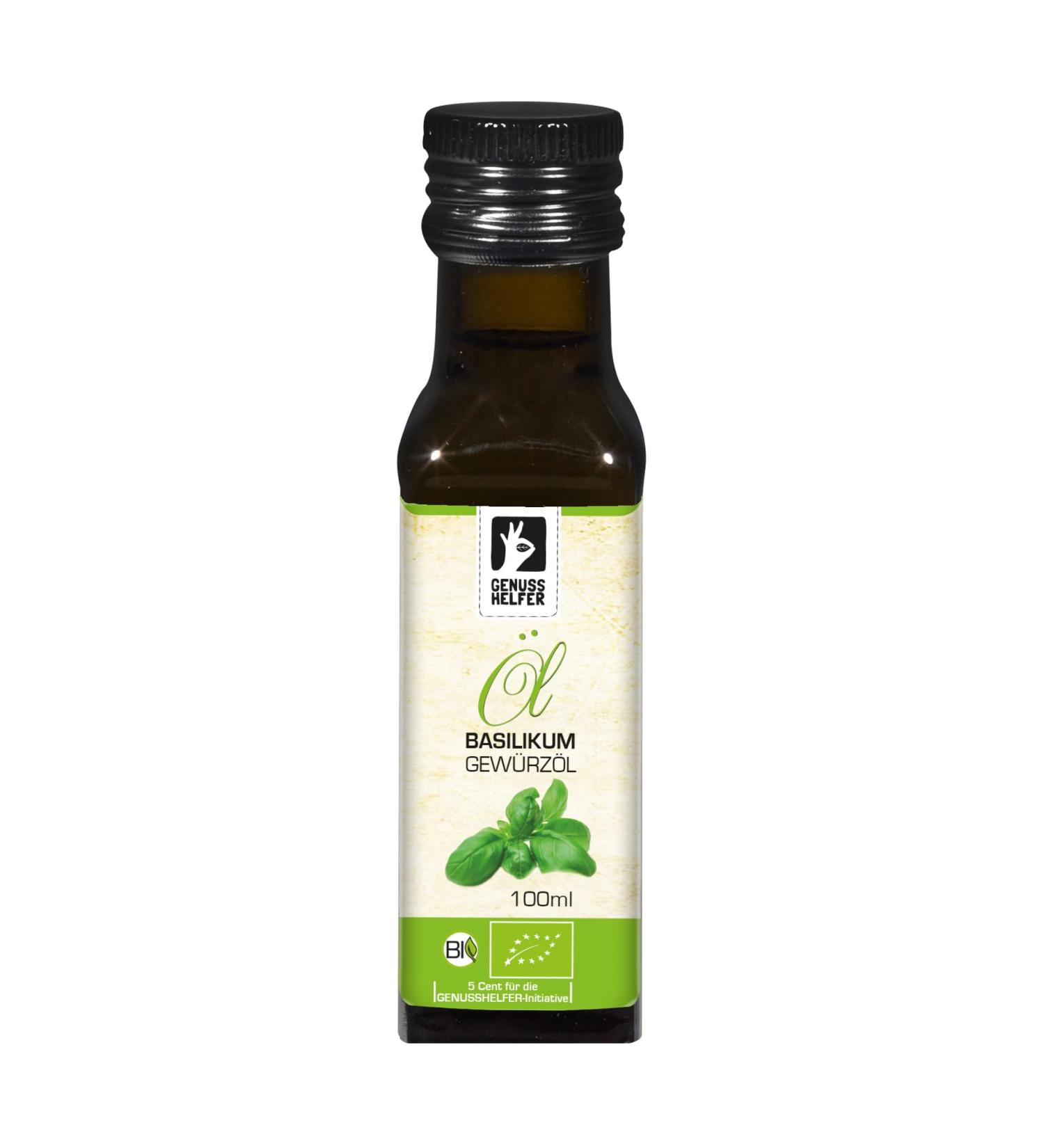 Organic Bremen Spice Trade Basil Oil - Cold Pressed Rapeseed for Cooking & Grilling | 100ml - Buy Online on GoSupps.com