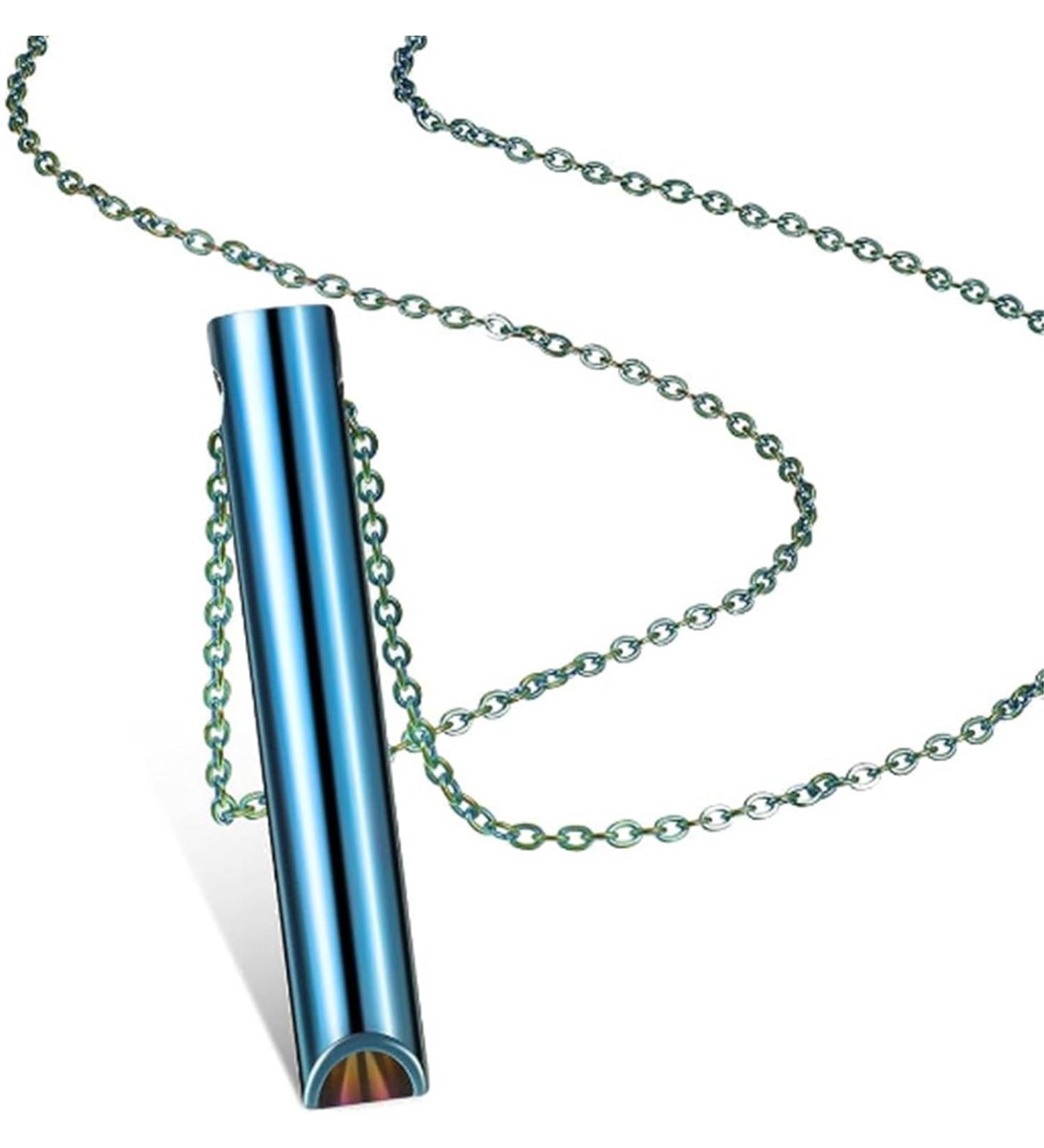 Stainless Steel Mindful Breathing Necklace Breathlace Necklace Quit Smoking Anxiety Necklace The Necklace for Anxiety Stress for Men Women Anxiety Relief (Blue) - Buy Online on GoSupps.com