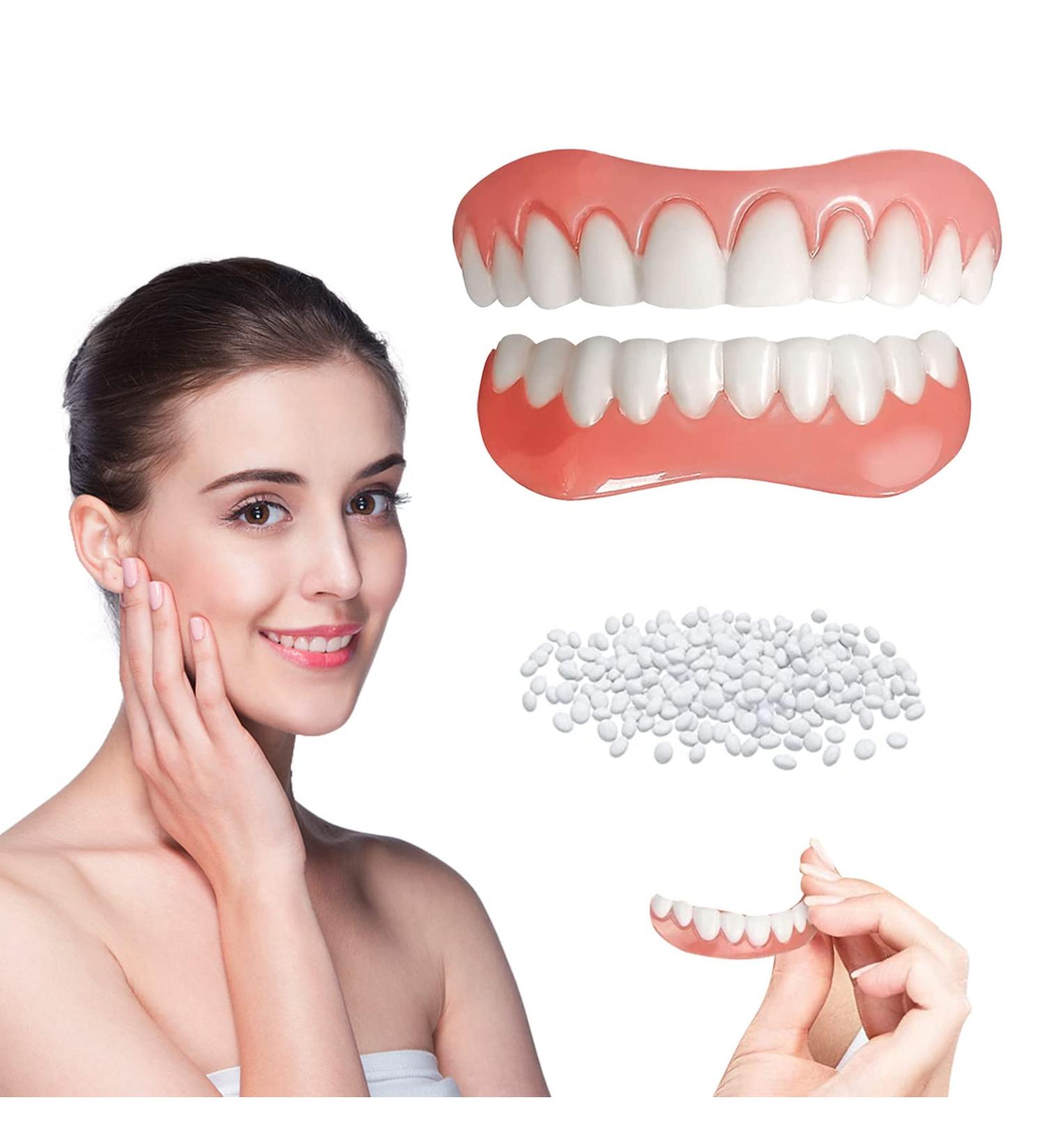 Nature Comfort Fake Teeth Set: Upper & Lower Dentures for Confident Smile - White (2 PCS) - Buy Online on GoSupps.com