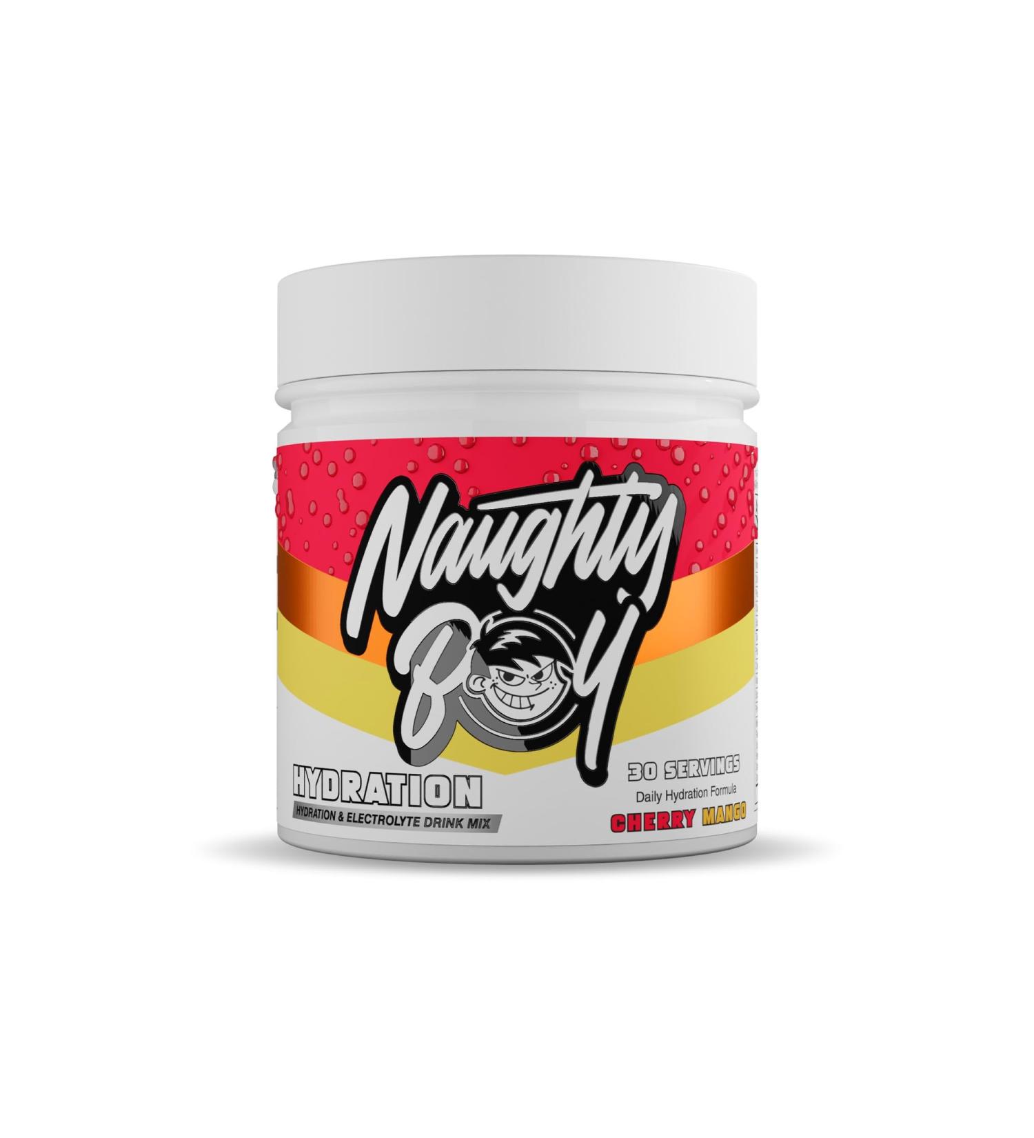 Naughty Boy Hydration & Electrolyte Drink Mix with Over 2400mg of Electrolytes Per Serving Creatine & Taurine to aid Cell Volumization and Added Super Reds- 210g/30 Servings (Cherry Mango) Cherry Mango 30 servings - Buy Online on GoSupps.com